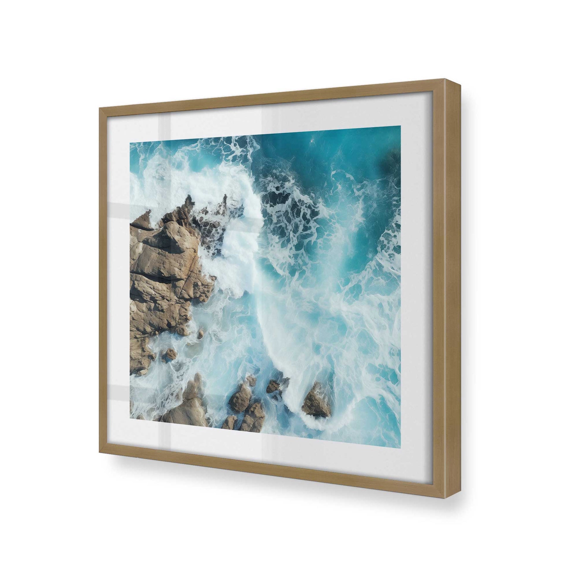 [Color:Brushed Gold], Picture of art in a Brushed Gold frame at an angle