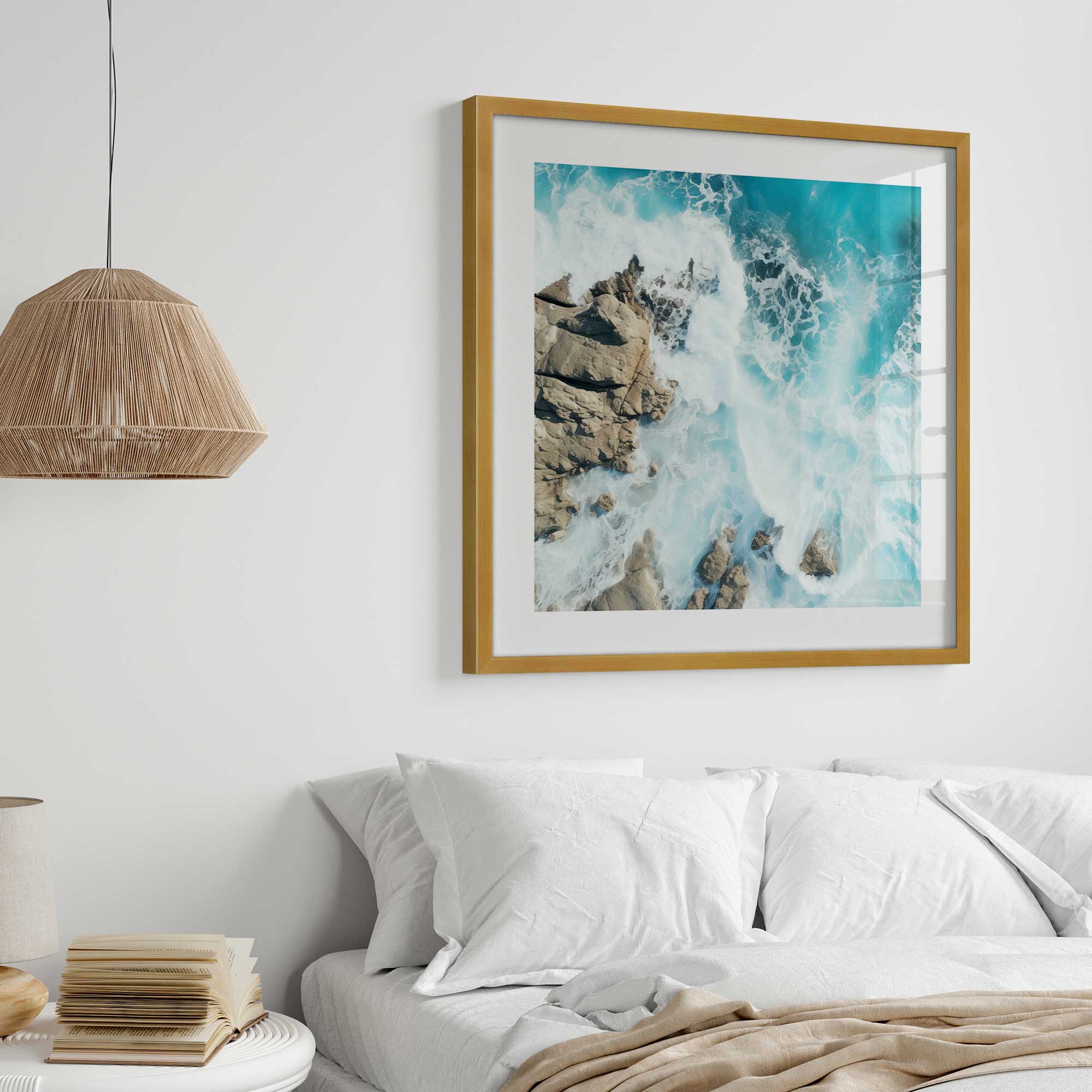sapphire seaside dance wave photograph hanging in gold frame