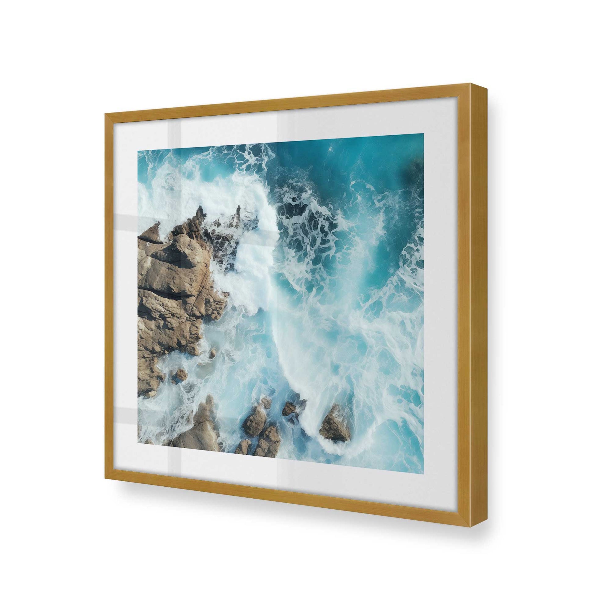 [Color:Polished Gold], Picture of art in a Polished Gold frame at an angle