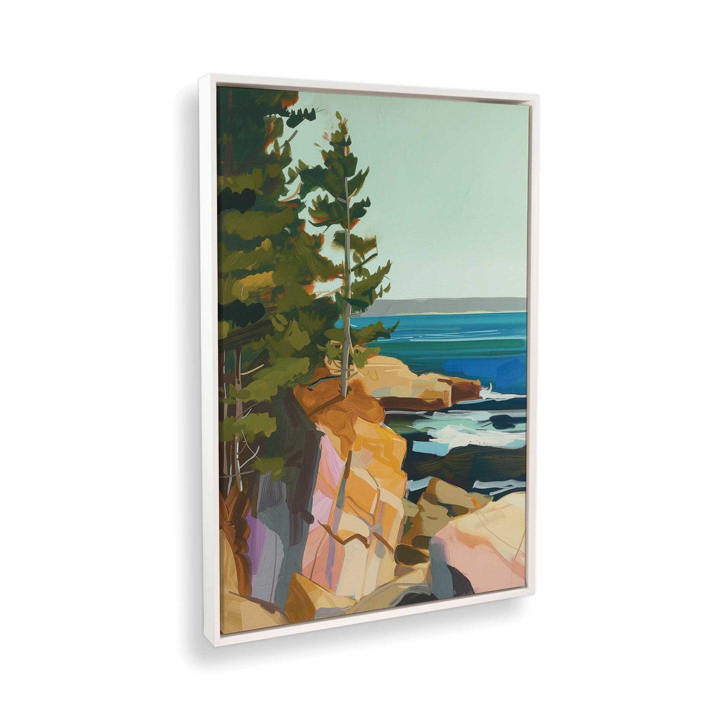 [Color:Opaque White], Picture of art in a White frame at an angle