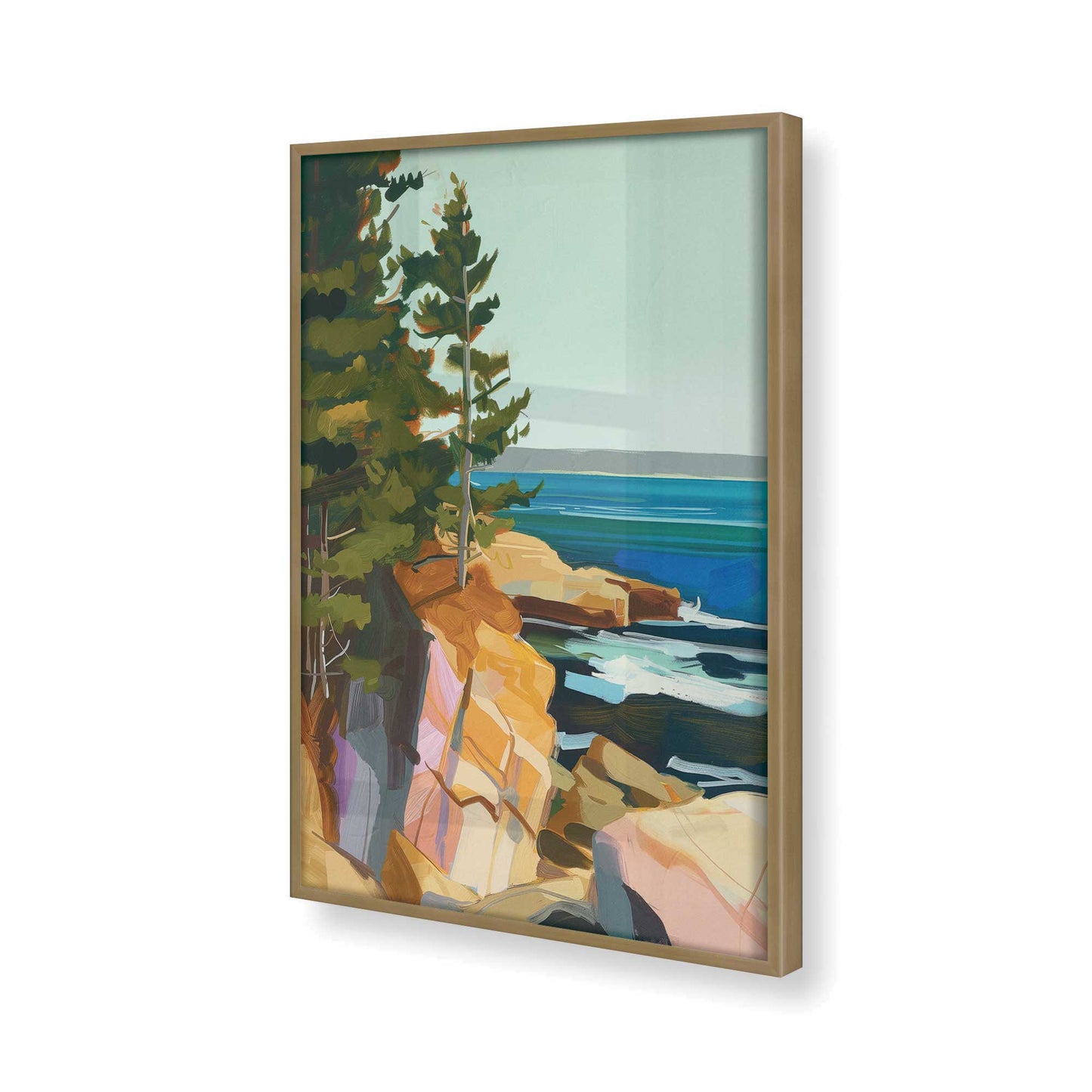 [Color:Brushed Gold], Picture of art in a Brushed Gold frame at an angle