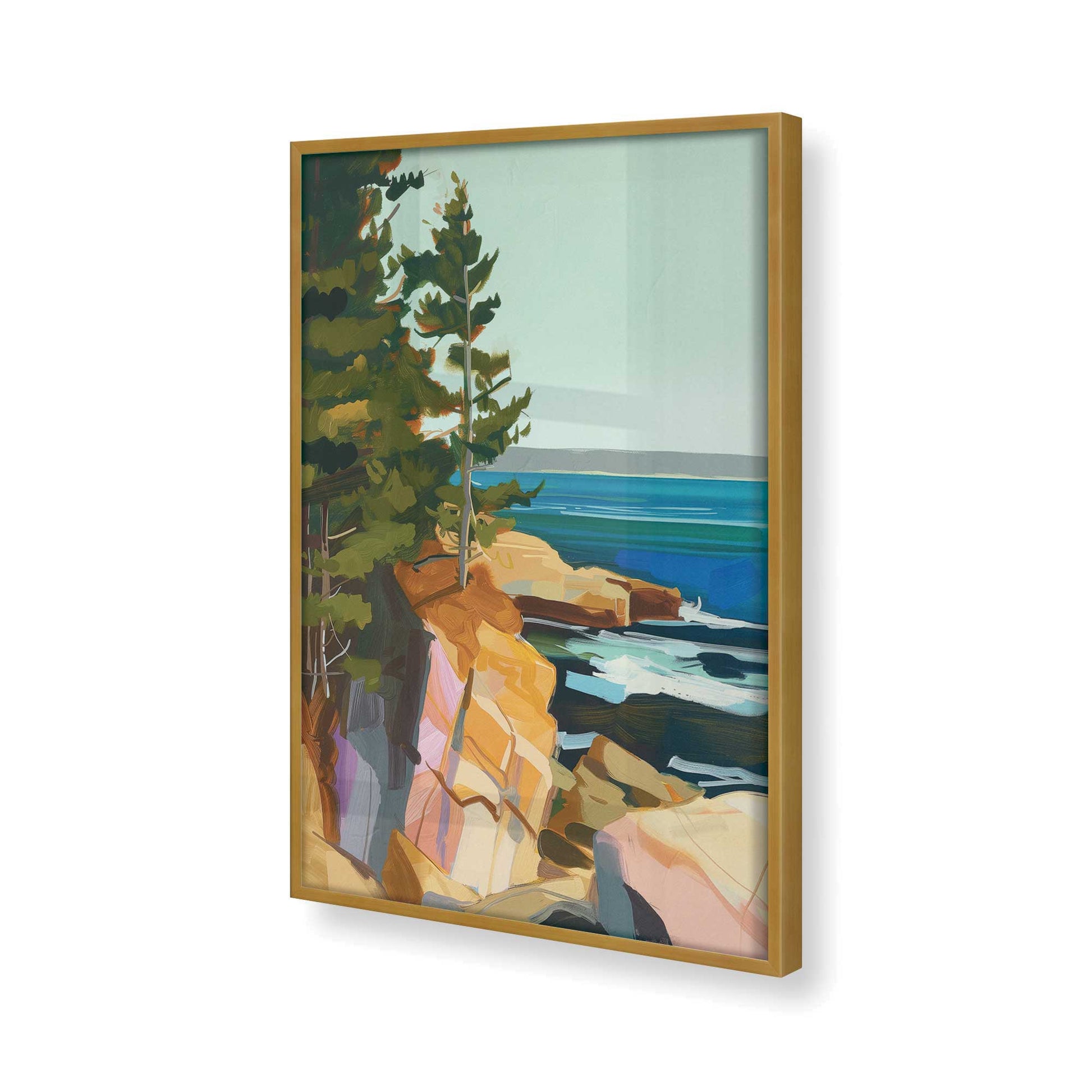 [Color:Polished Gold], Picture of art in a Polished Gold frame at an angle