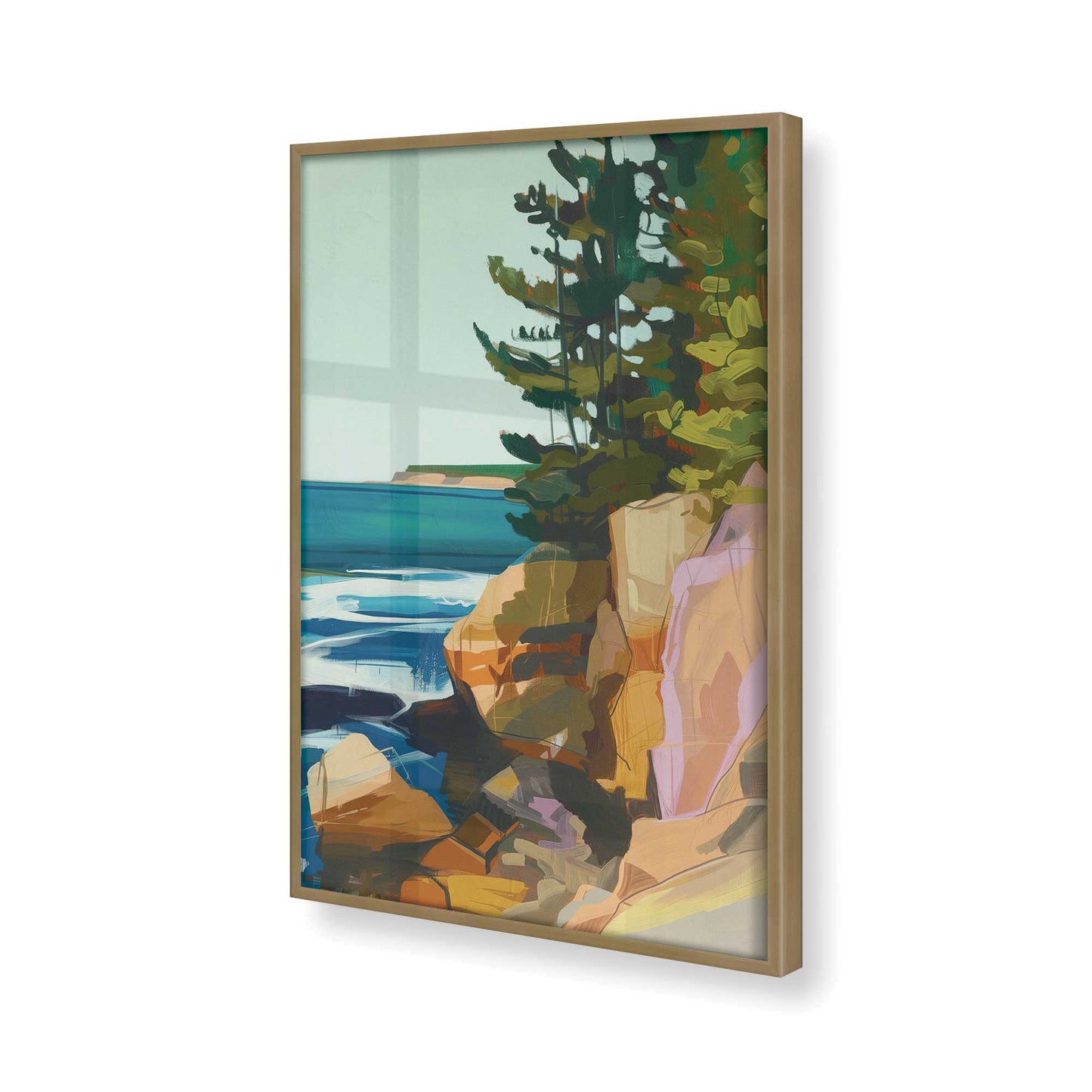 [Color:Brushed Gold], Picture of art in a Brushed Gold frame at an angle