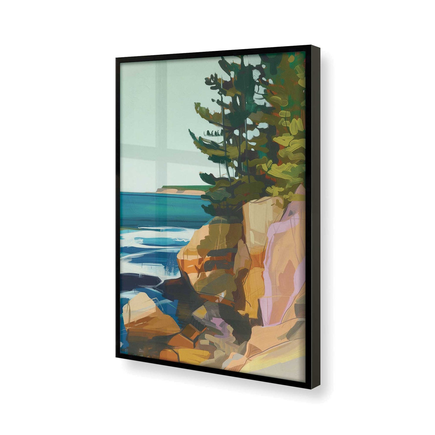 [Color:Satin Black], Picture of art in a Satin Black frame at an angle