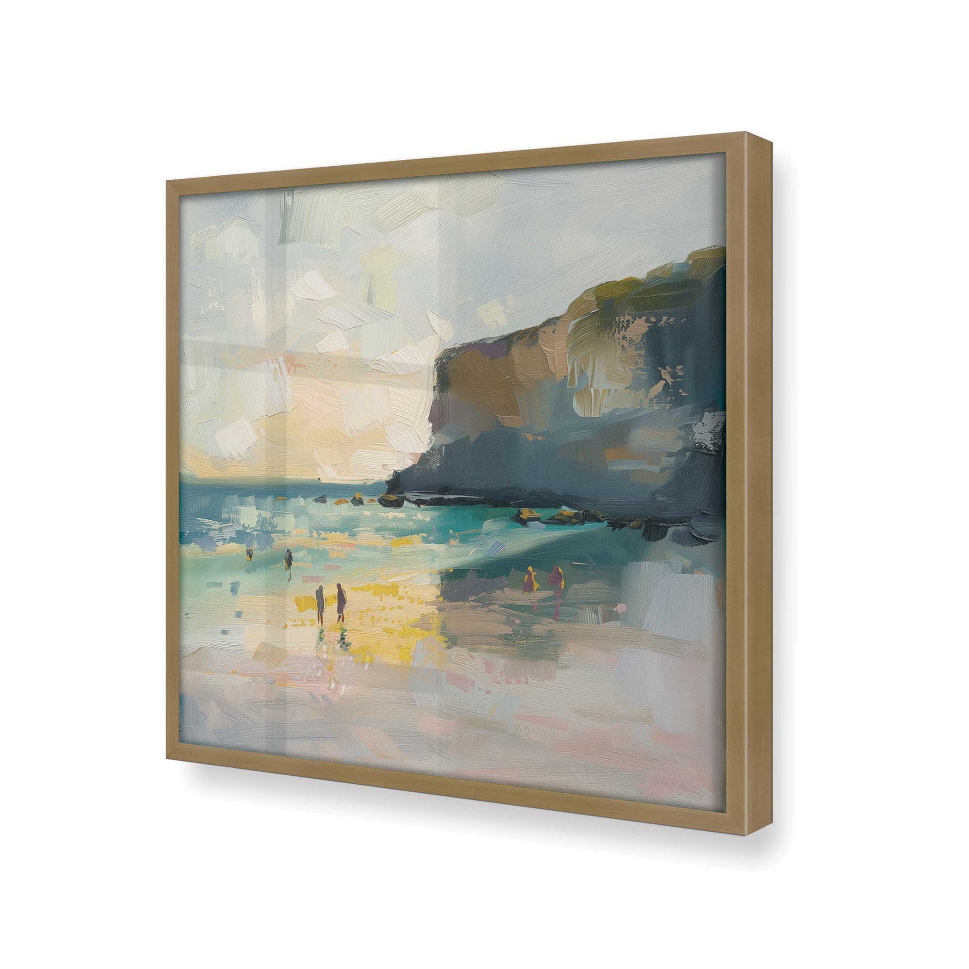 [Color:Brushed Gold], Picture of art in a Brushed Gold frame at an angle