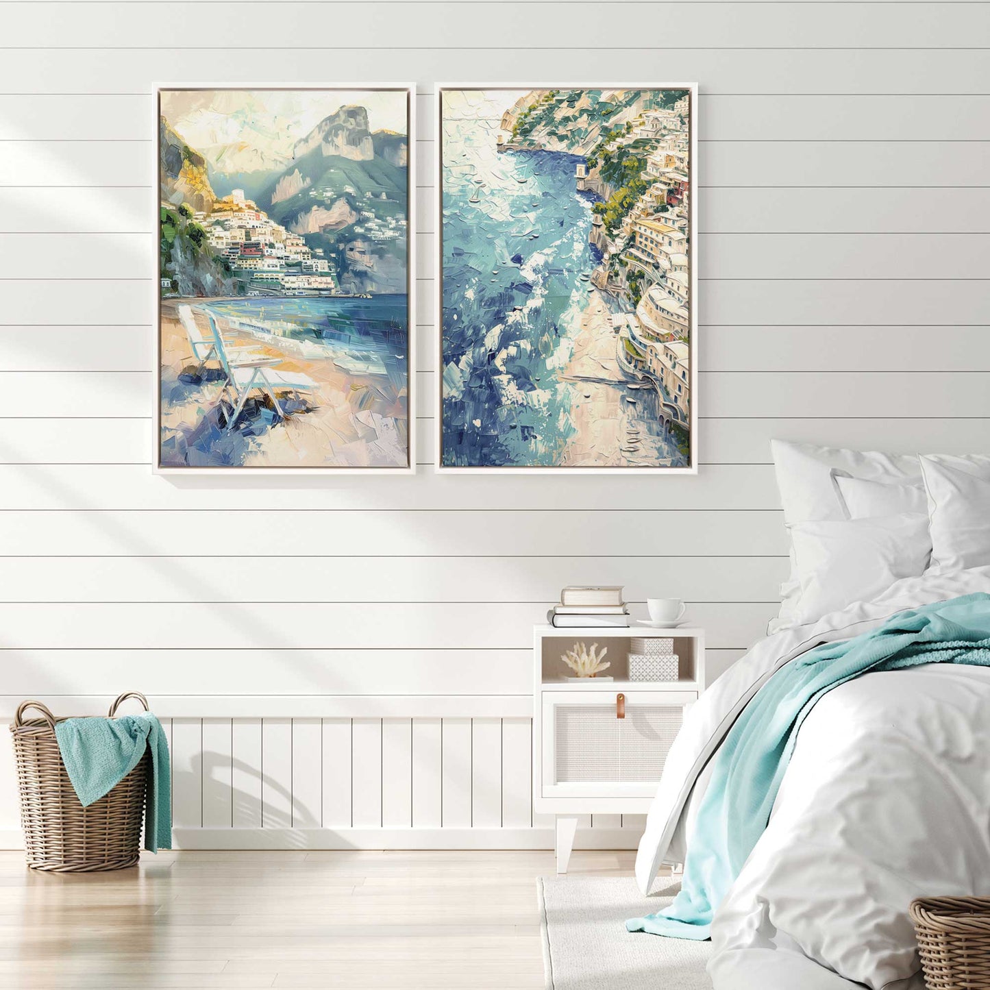 Positano Beachfront Serenade, Set of 2 Print on Canvas