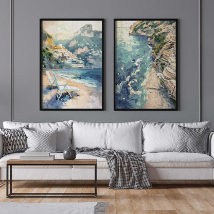 Positano Beachfront Serenade Set of 2 Print on Archival Matte Paper