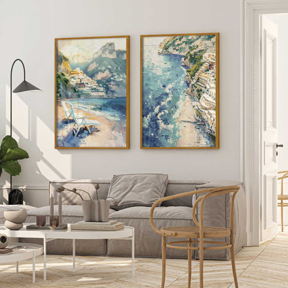 Positano Beachfront Serenade Set of 2 Print on Archival Matte Paper