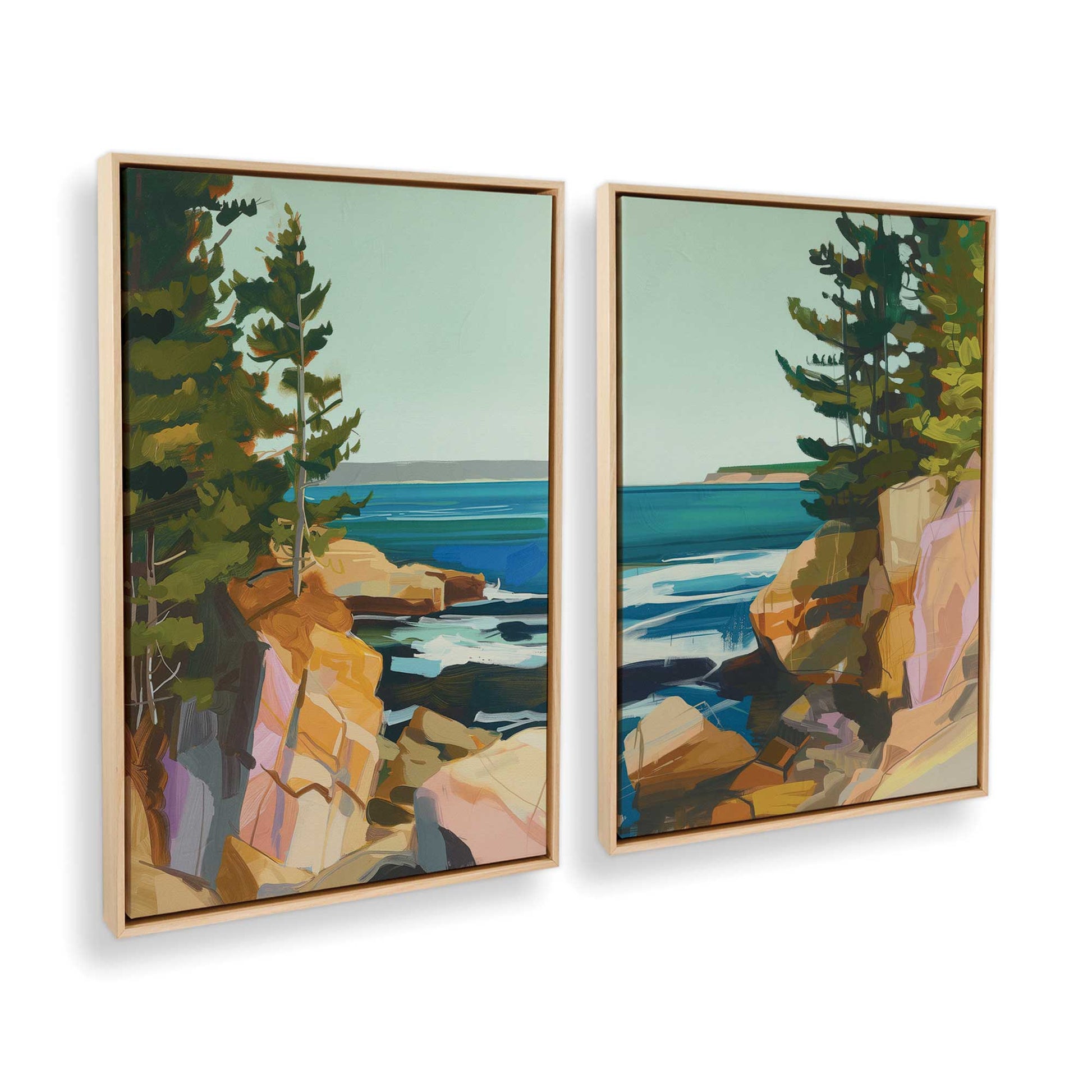 [Color:American Maple], Picture of art in a American Maple frame at an angle