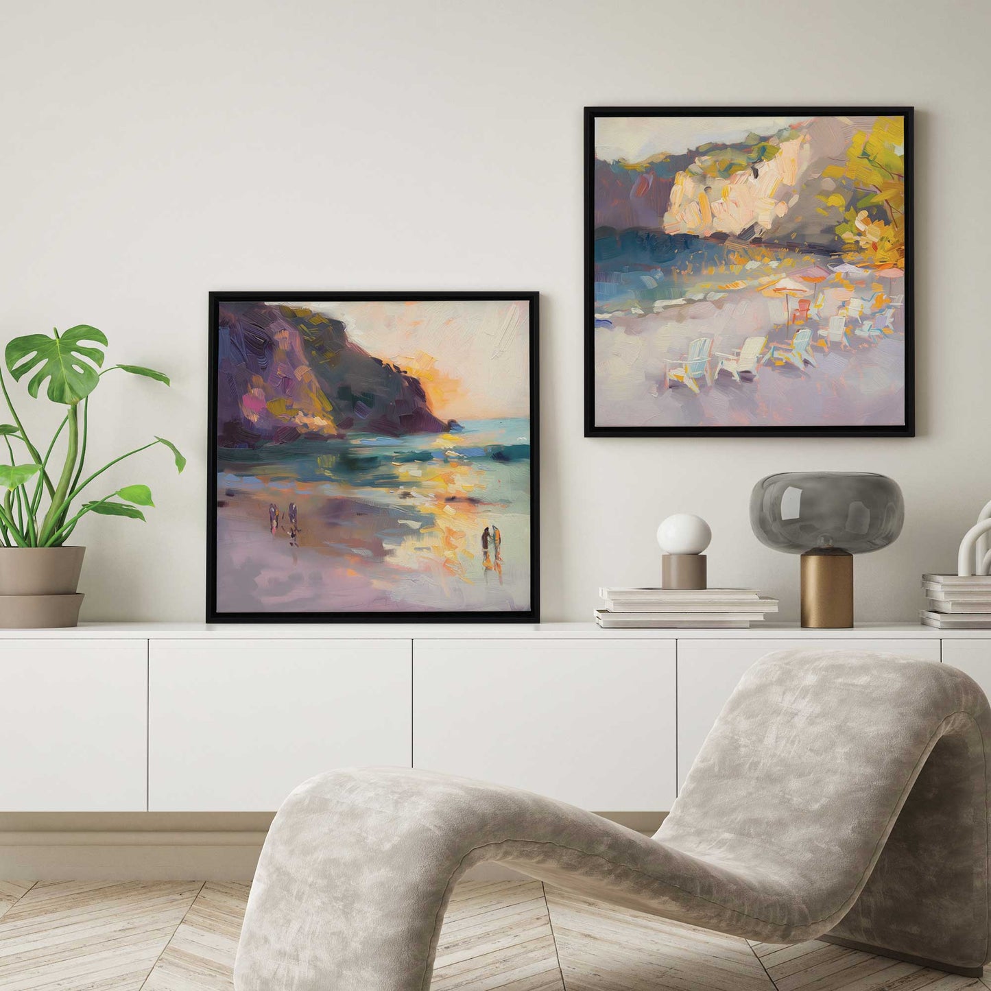 Nocturne Sunset Soiree, Set of 2 Print on Canvas