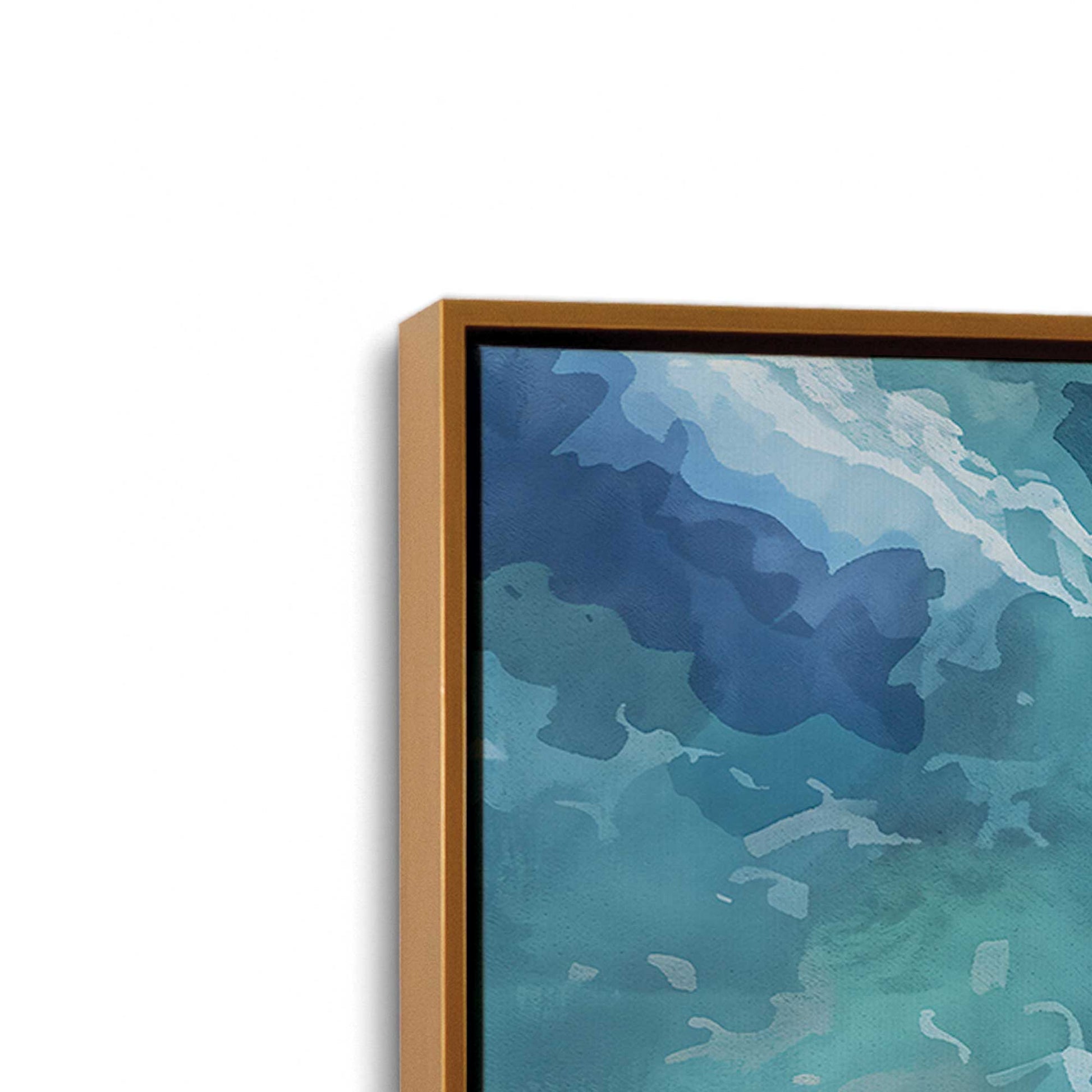 [Color:Polished Gold], Picture of art in a Polished Gold frame at an angle