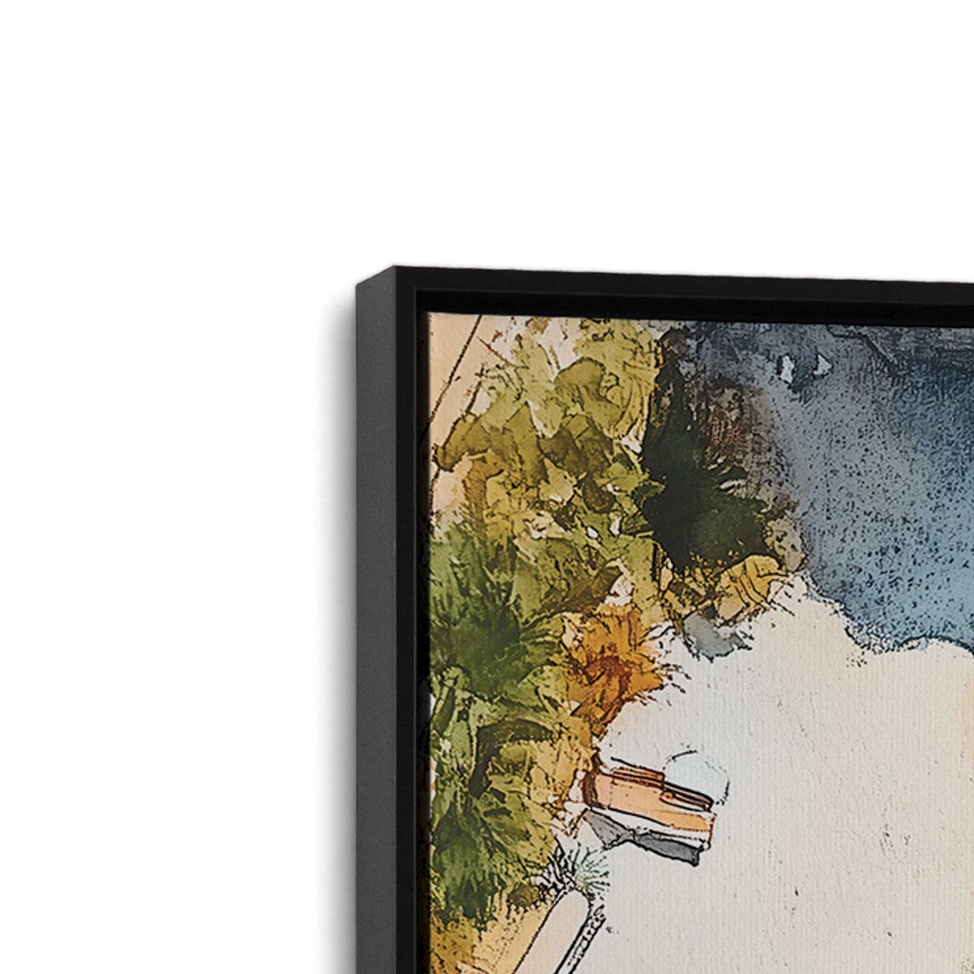 [Color:Satin Black], Picture of art in a Satin Black frame at an angle