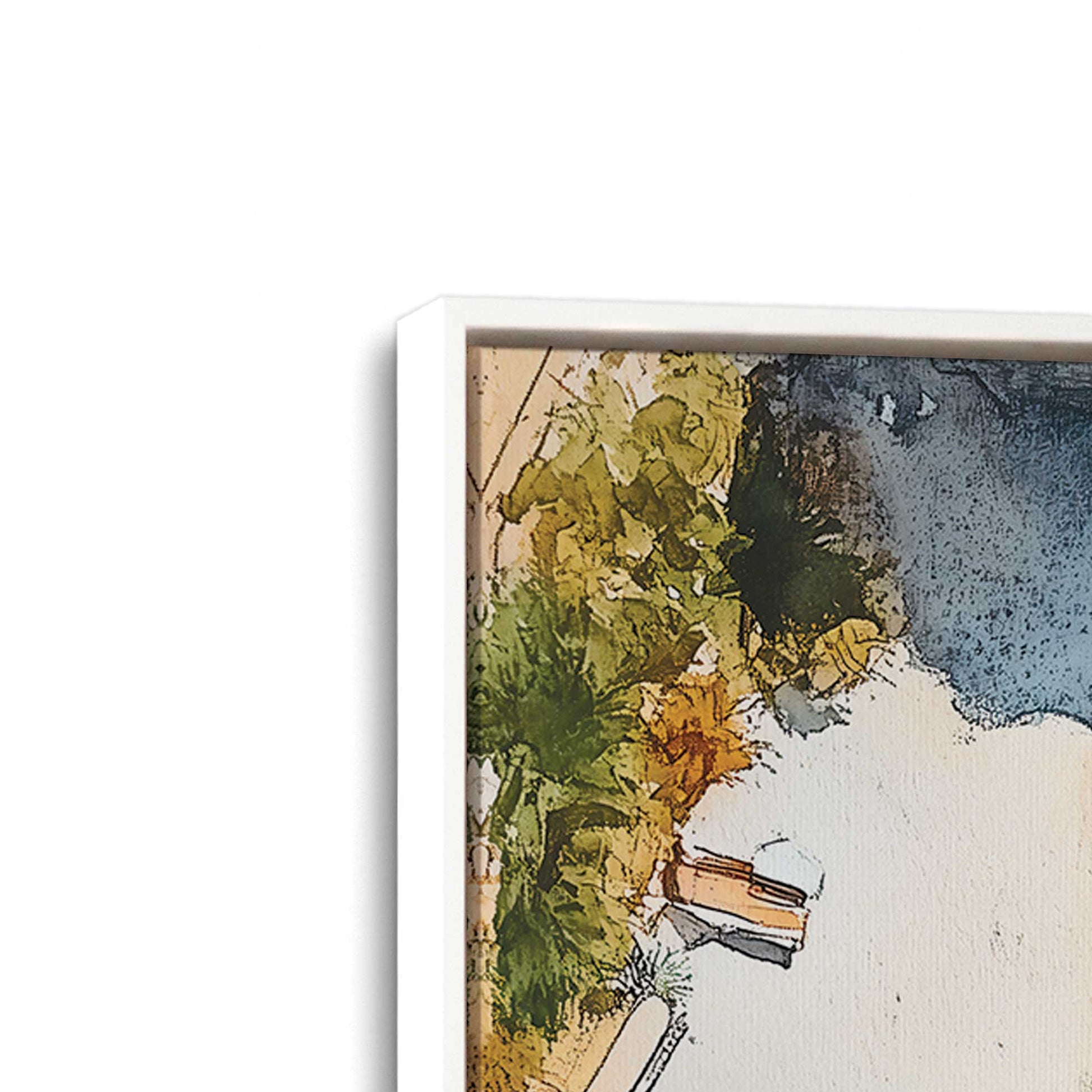 [Color:Opaque White], Picture of art in a White frame at an angle