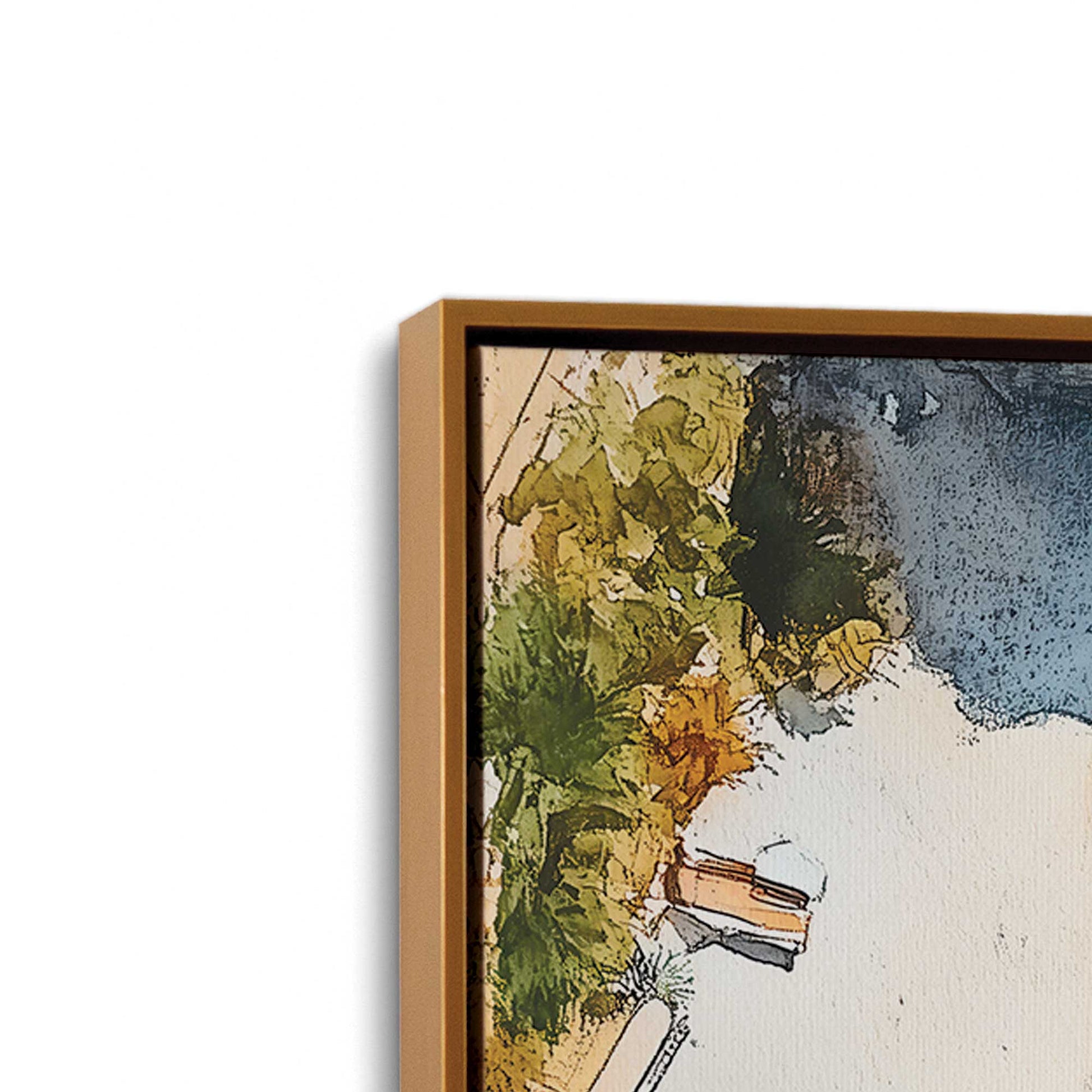 [Color:Polished Gold], Picture of art in a Polished Gold frame at an angle