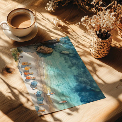 Umbrellas by the Bay Print