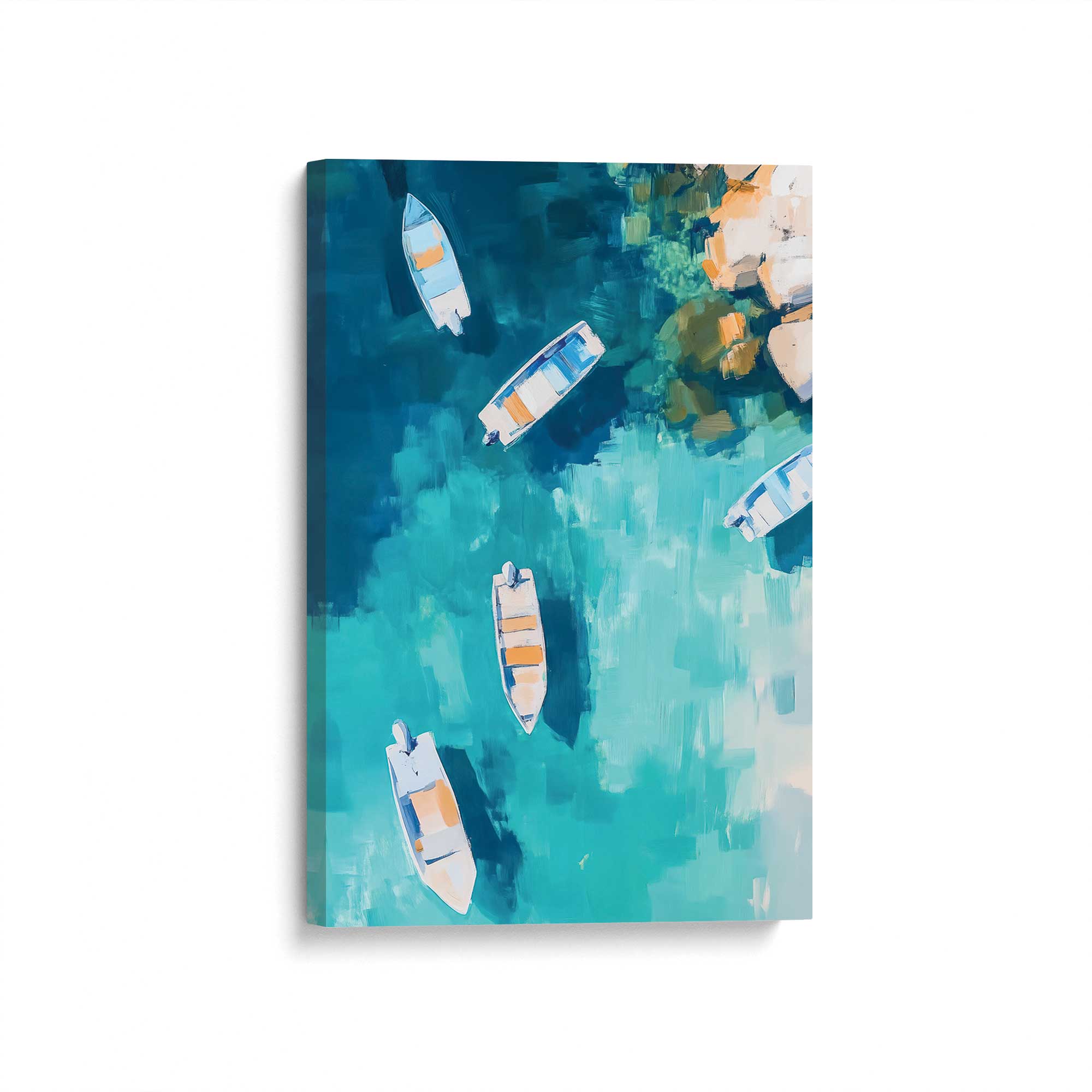 Baots in Blue Bay I print on canvas