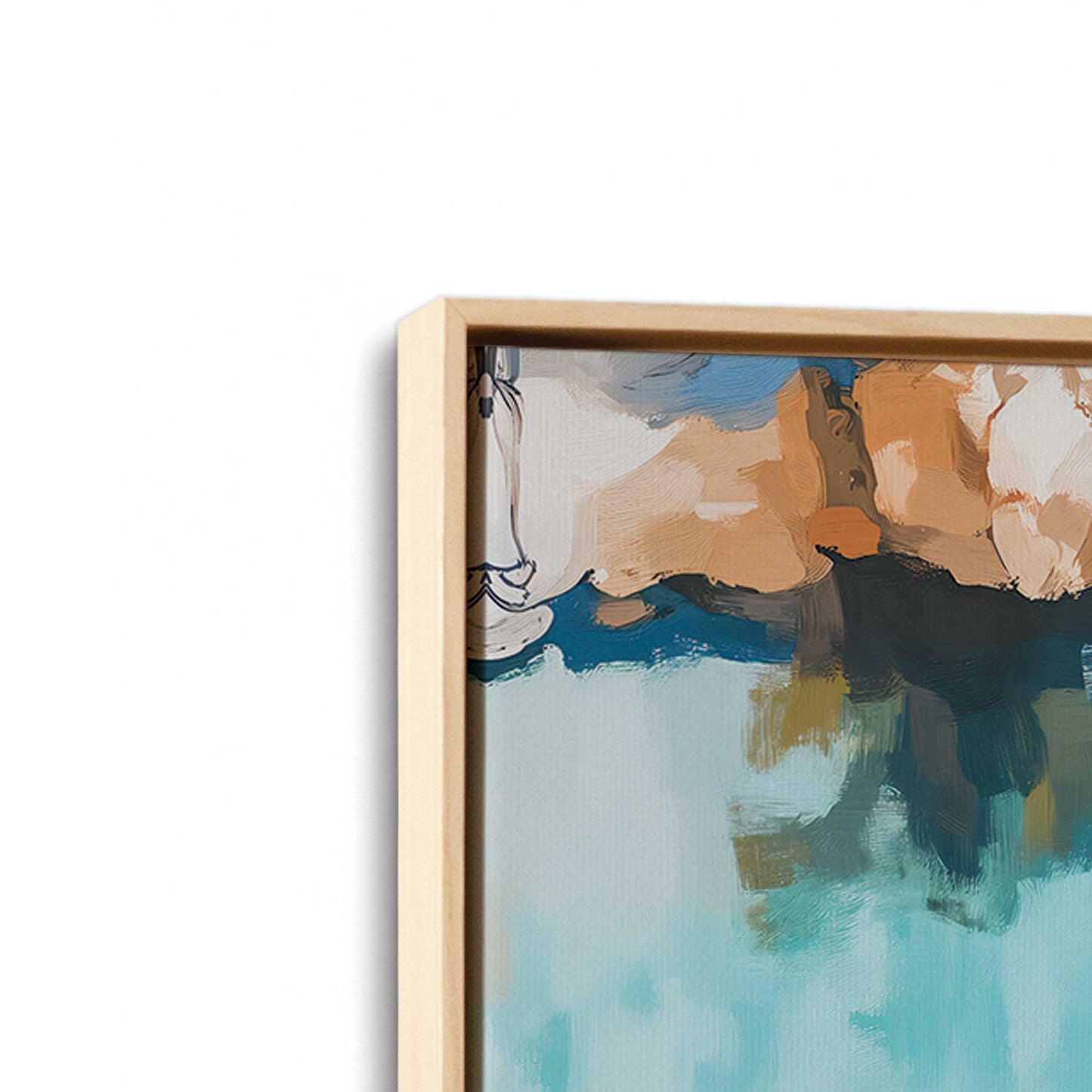 [Color:American Maple], Picture of art in a American Maple frame at an angle