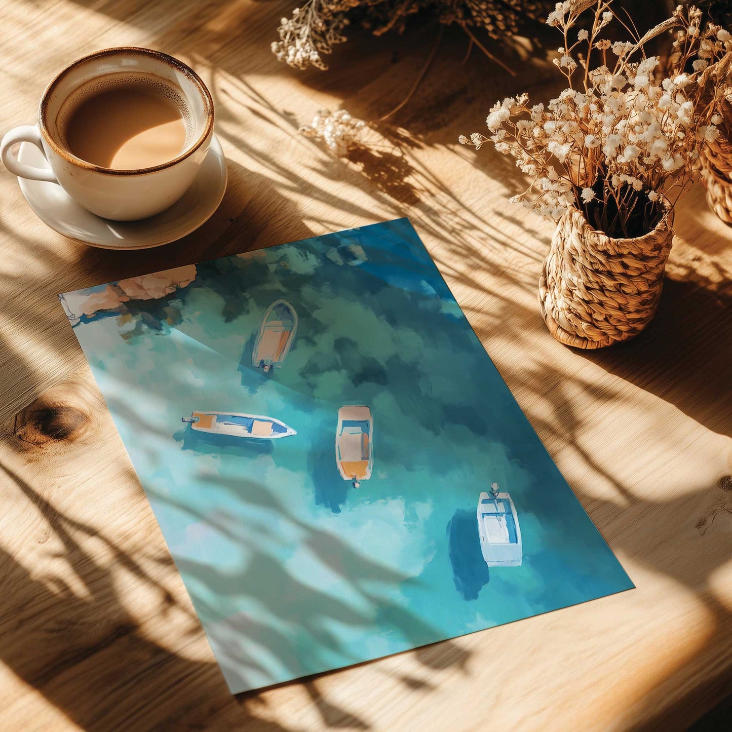 Boats in Blue Bay II Print