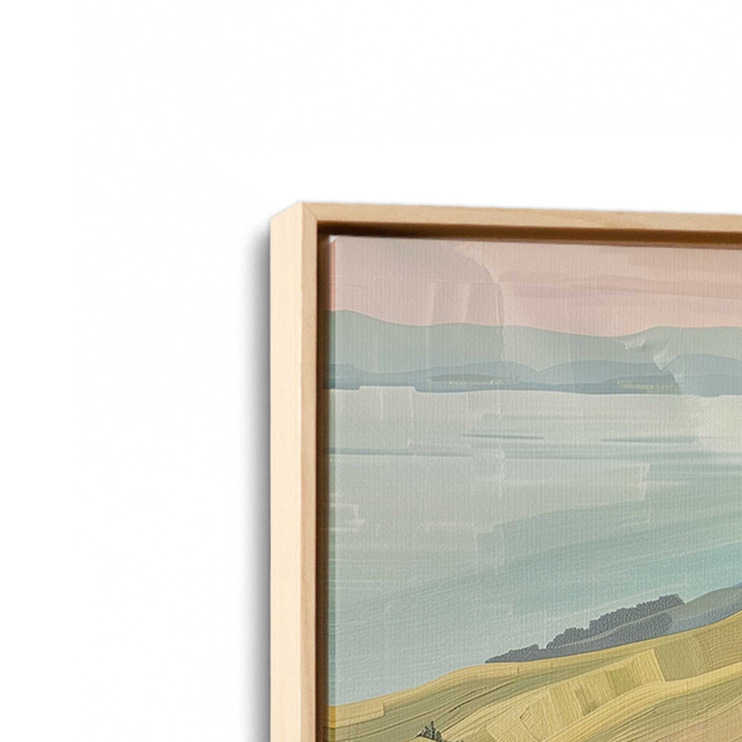 [Color:American Maple], Picture of art in a American Maple frame at an angle
