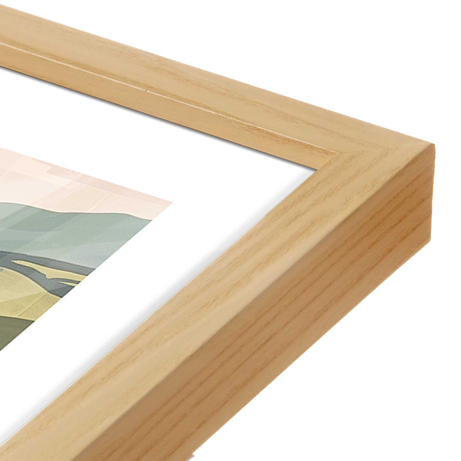 [Color:American Maple], Picture of art in a American Maple frame at an angle