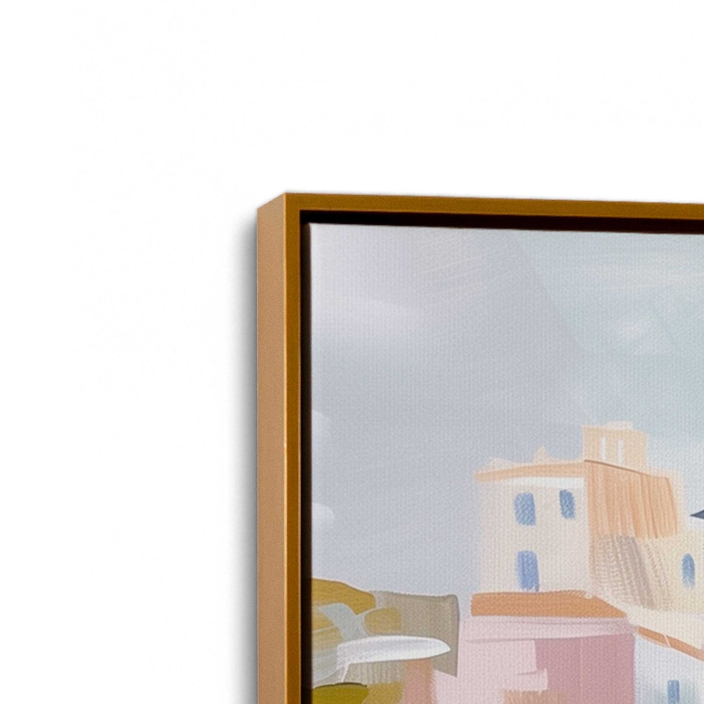 [Color:Polished Gold], Picture of art in a Polished Gold frame at an angle