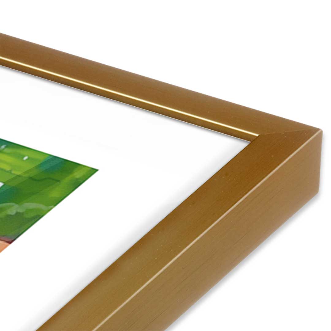 [Color:Polished Gold], Picture of art in a Polished Gold frame at an angle