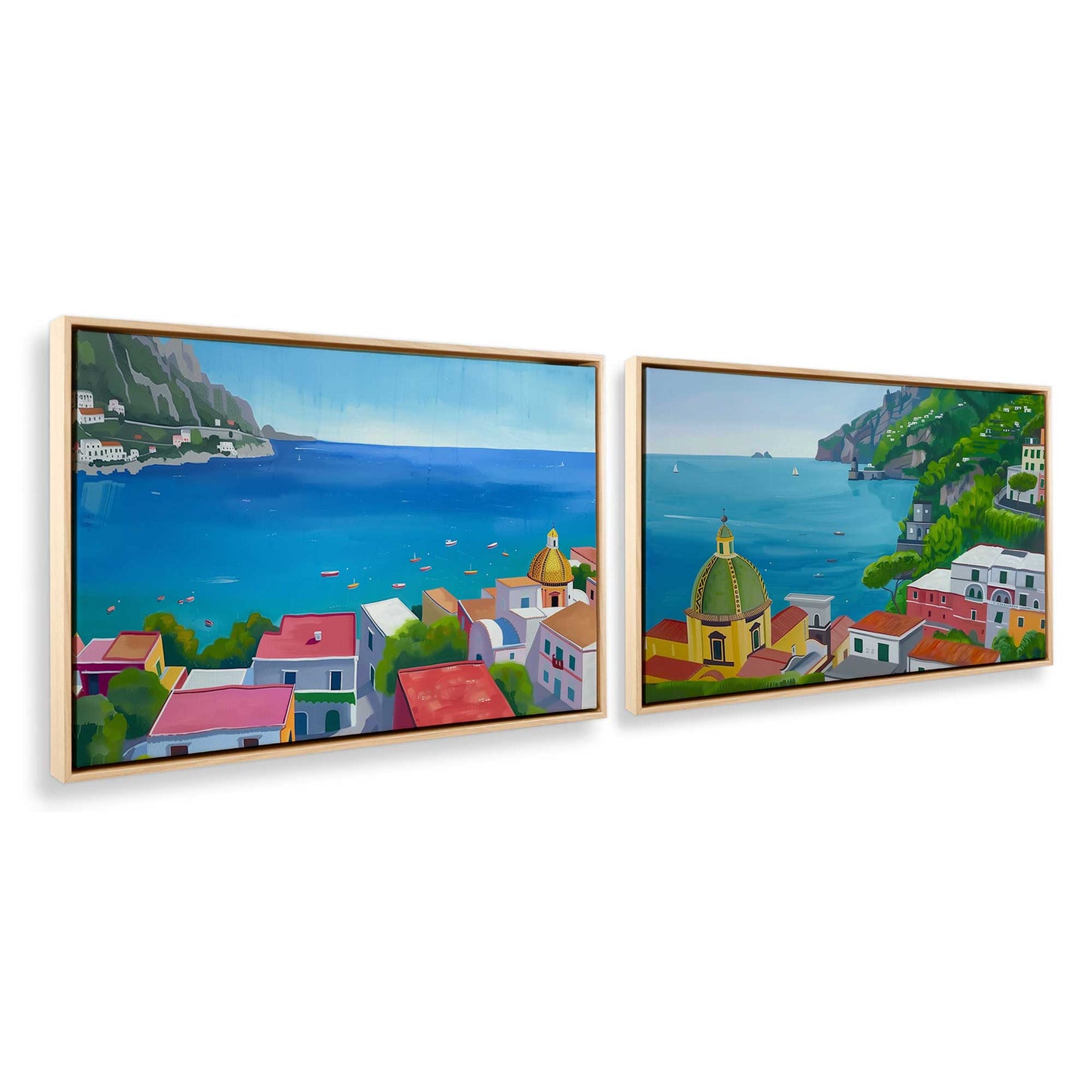 [Color:American Maple], Picture of art in a American Maple frame at an angle