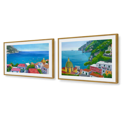 [Color:Polished Gold], Picture of art in a Polished Gold frame at an angle