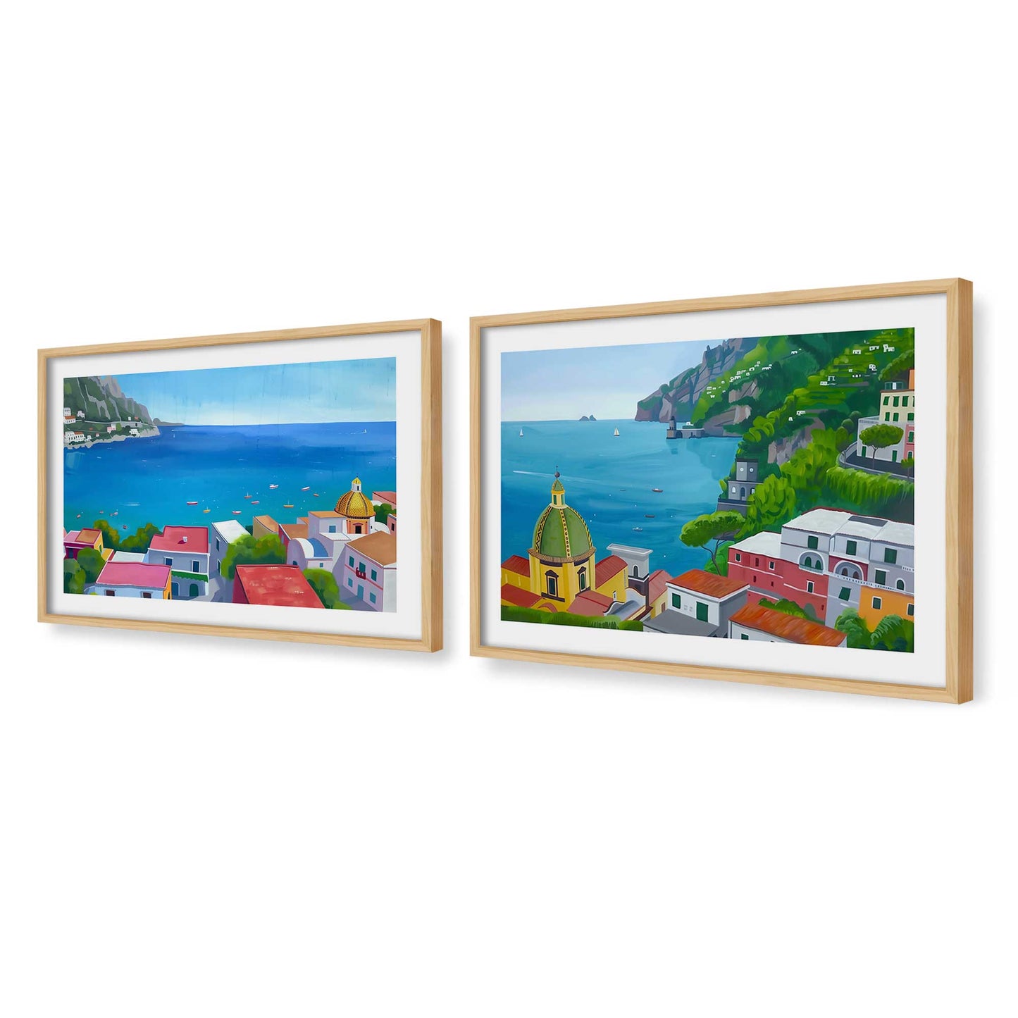 [Color:American Maple], Picture of art in a American Maple frame at an angle