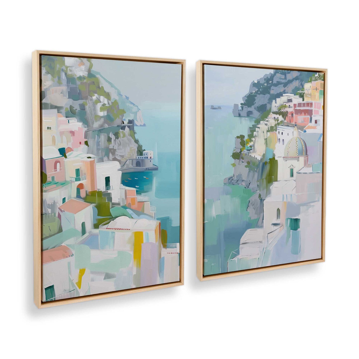 [Color:American Maple], Picture of art in a American Maple frame at an angle