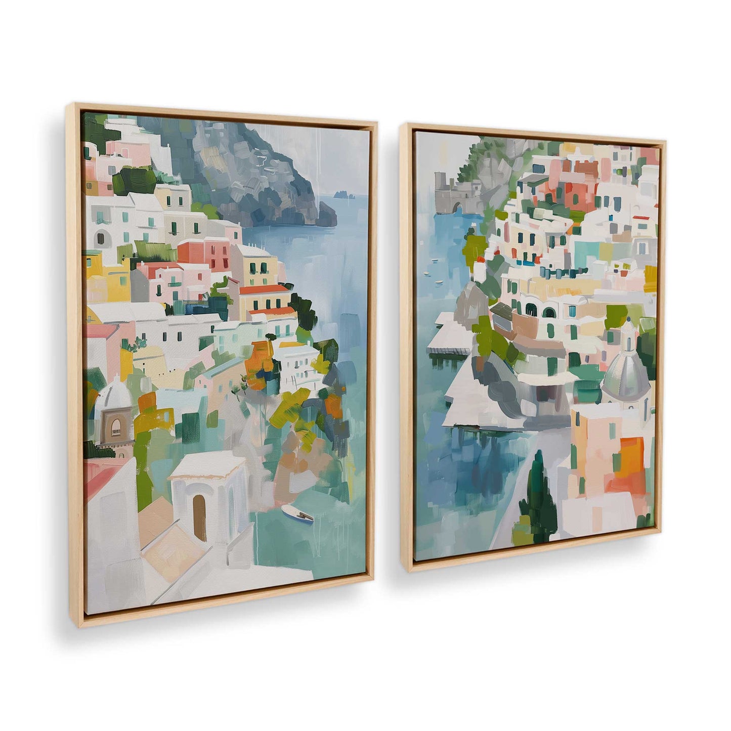 [Color:American Maple], Picture of art in a American Maple frame at an angle
