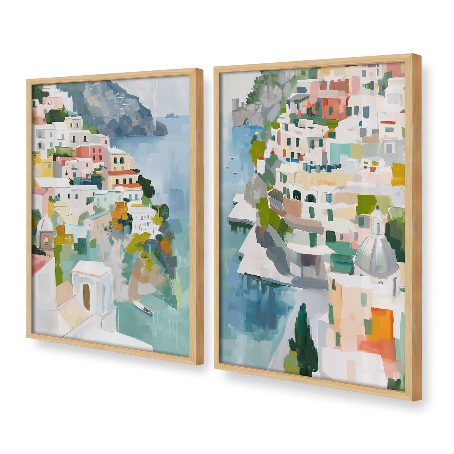 [Color:American Maple], Picture of art in a American Maple frame at an angle