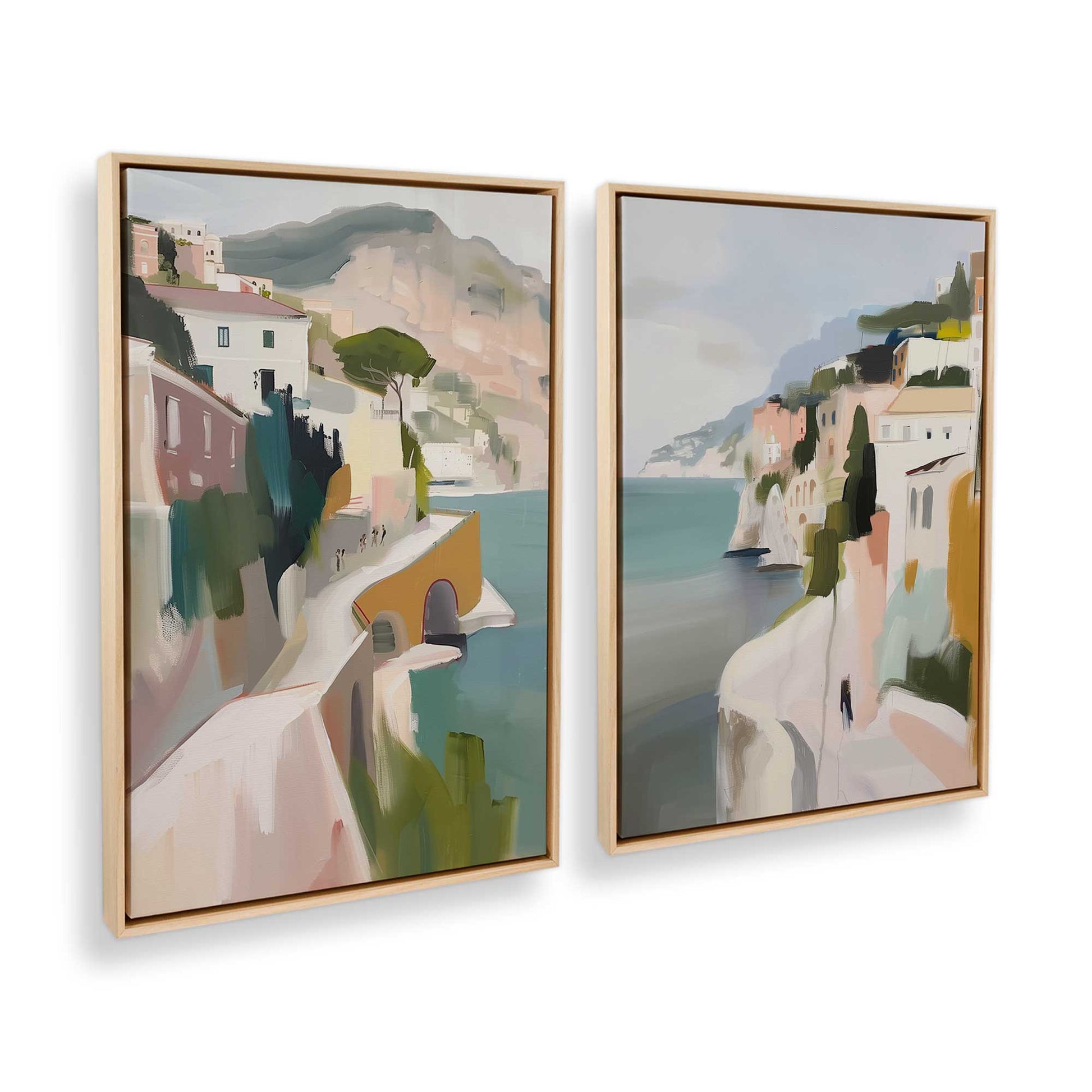 [Color:American Maple], Picture of art in a American Maple frame at an angle