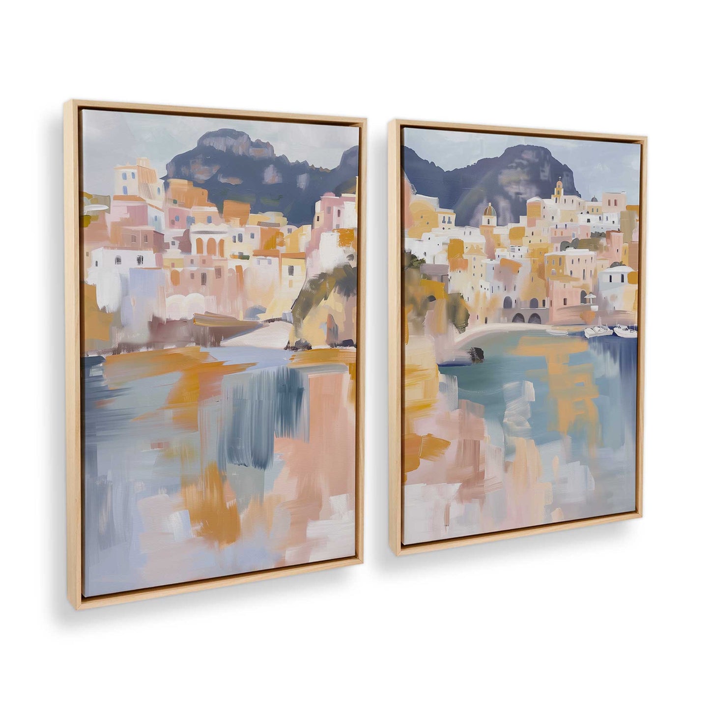 [Color:American Maple], Picture of art in a American Maple frame at an angle
