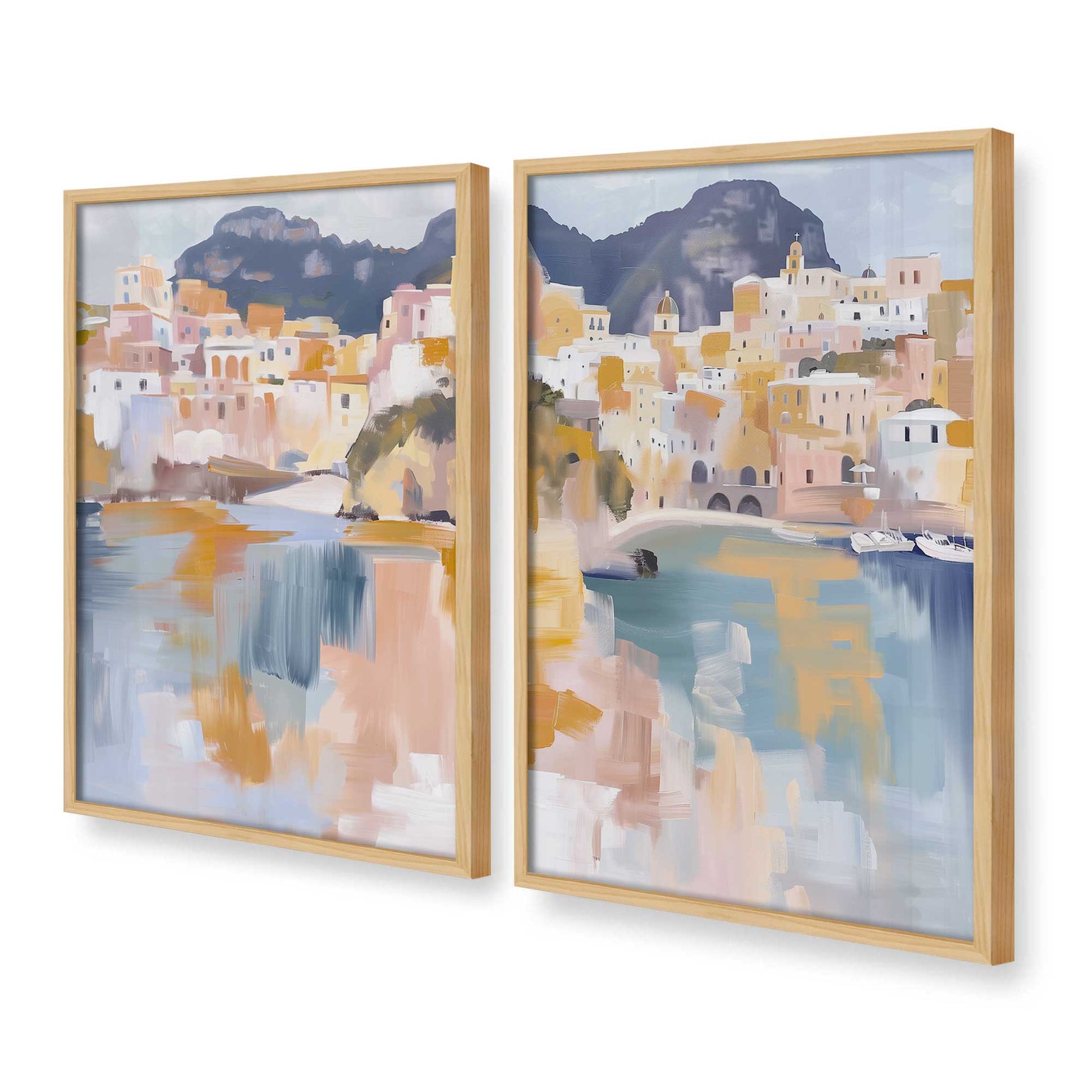 [Color:American Maple], Picture of art in a American Maple frame at an angle