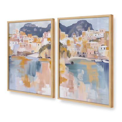[Color:American Maple], Picture of art in a American Maple frame at an angle