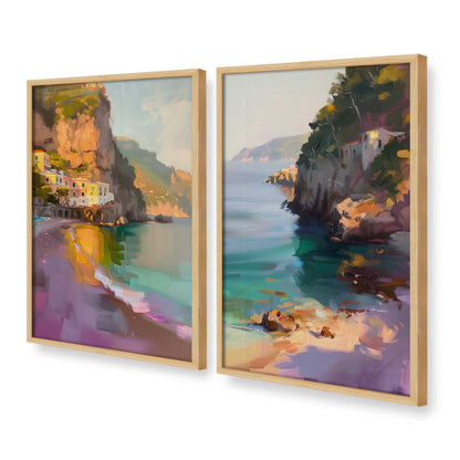 [Color:American Maple], Picture of art in a American Maple frame at an angle