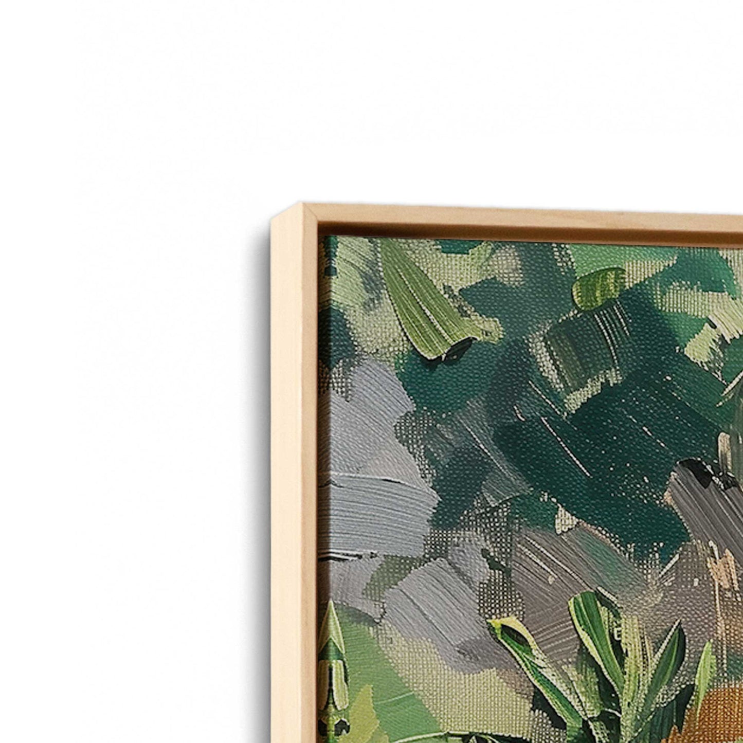 [Color:American Maple], Picture of art in a American Maple frame at an angle