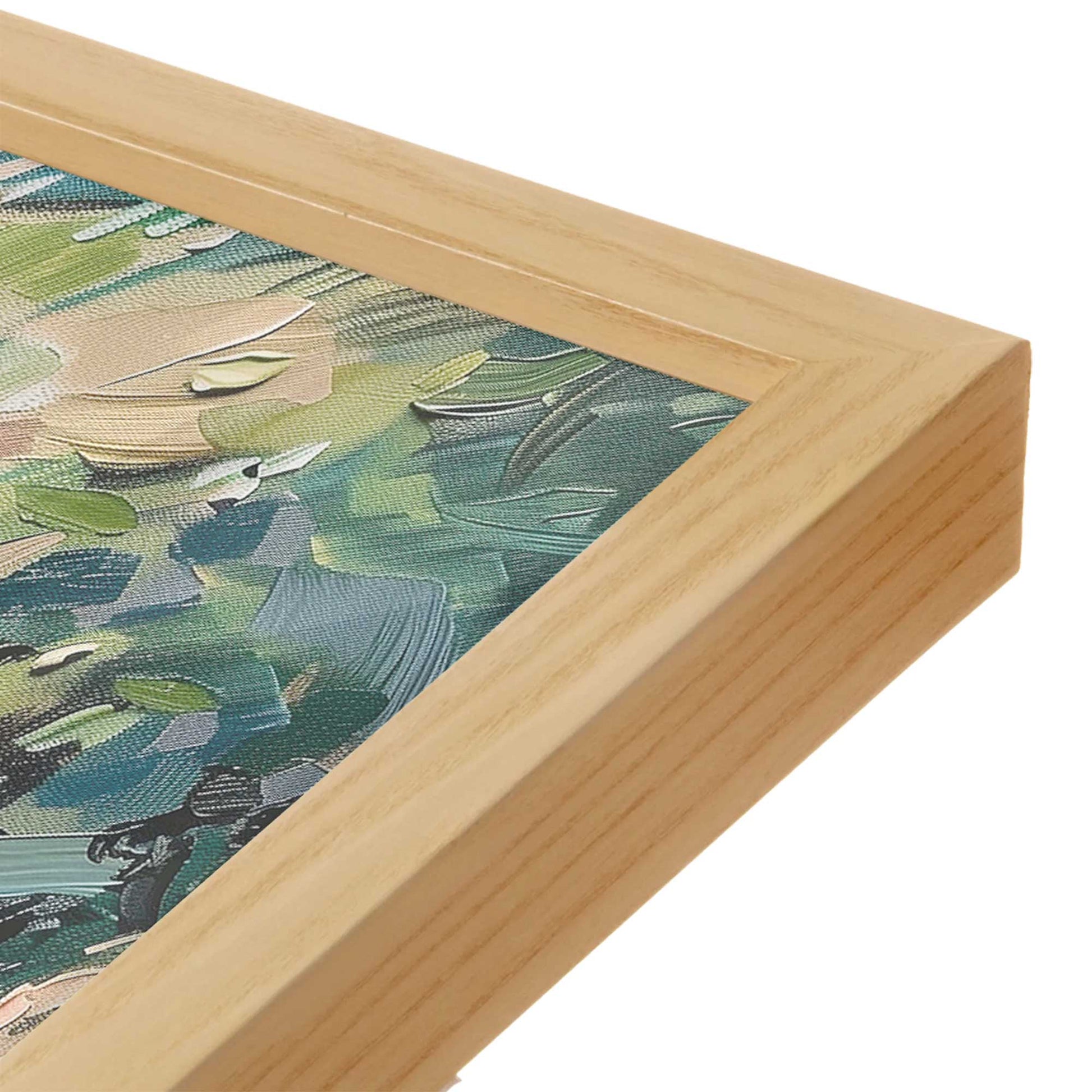 [Color:American Maple], Picture of art in a American Maple frame at an angle