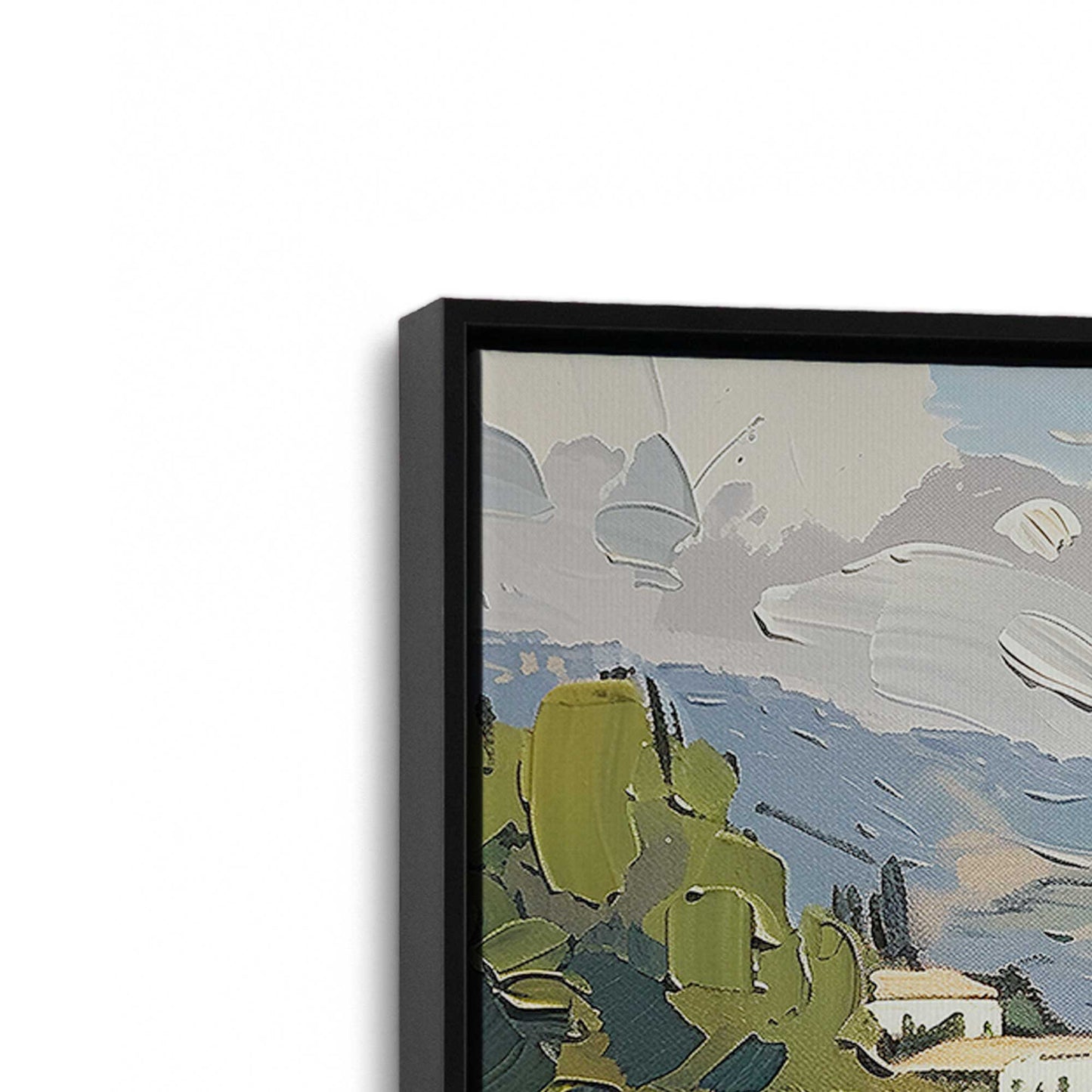 [Color:Satin Black], Picture of art in a Satin Black frame at an angle