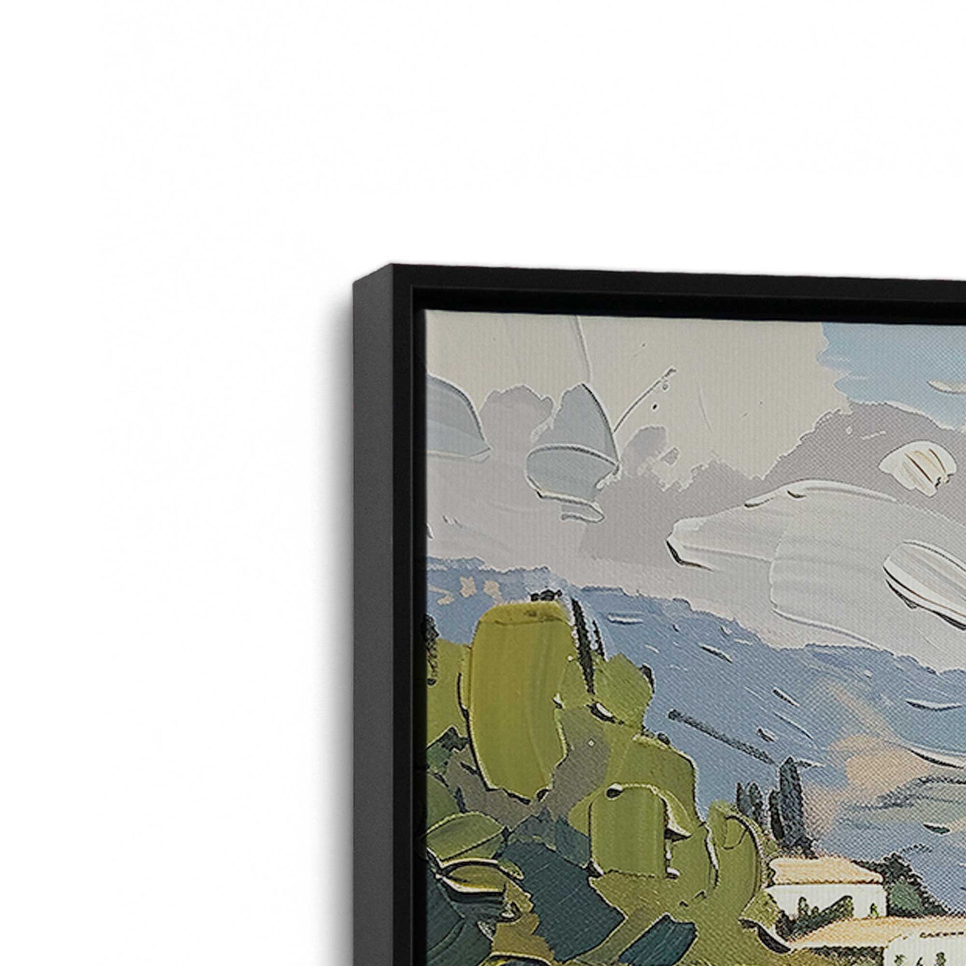 [Color:Satin Black], Picture of art in a Satin Black frame at an angle