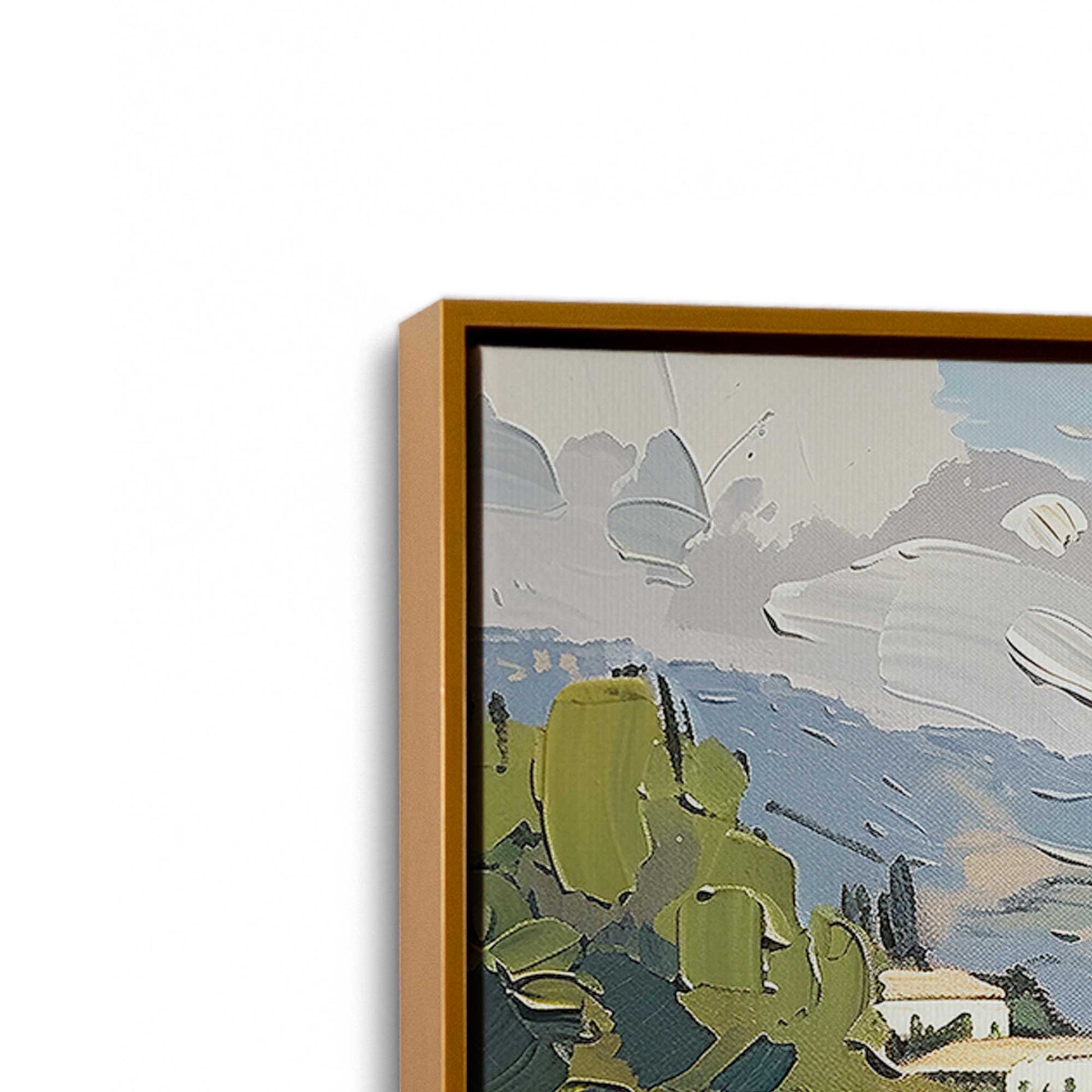[Color:Polished Gold], Picture of art in a Polished Gold frame at an angle