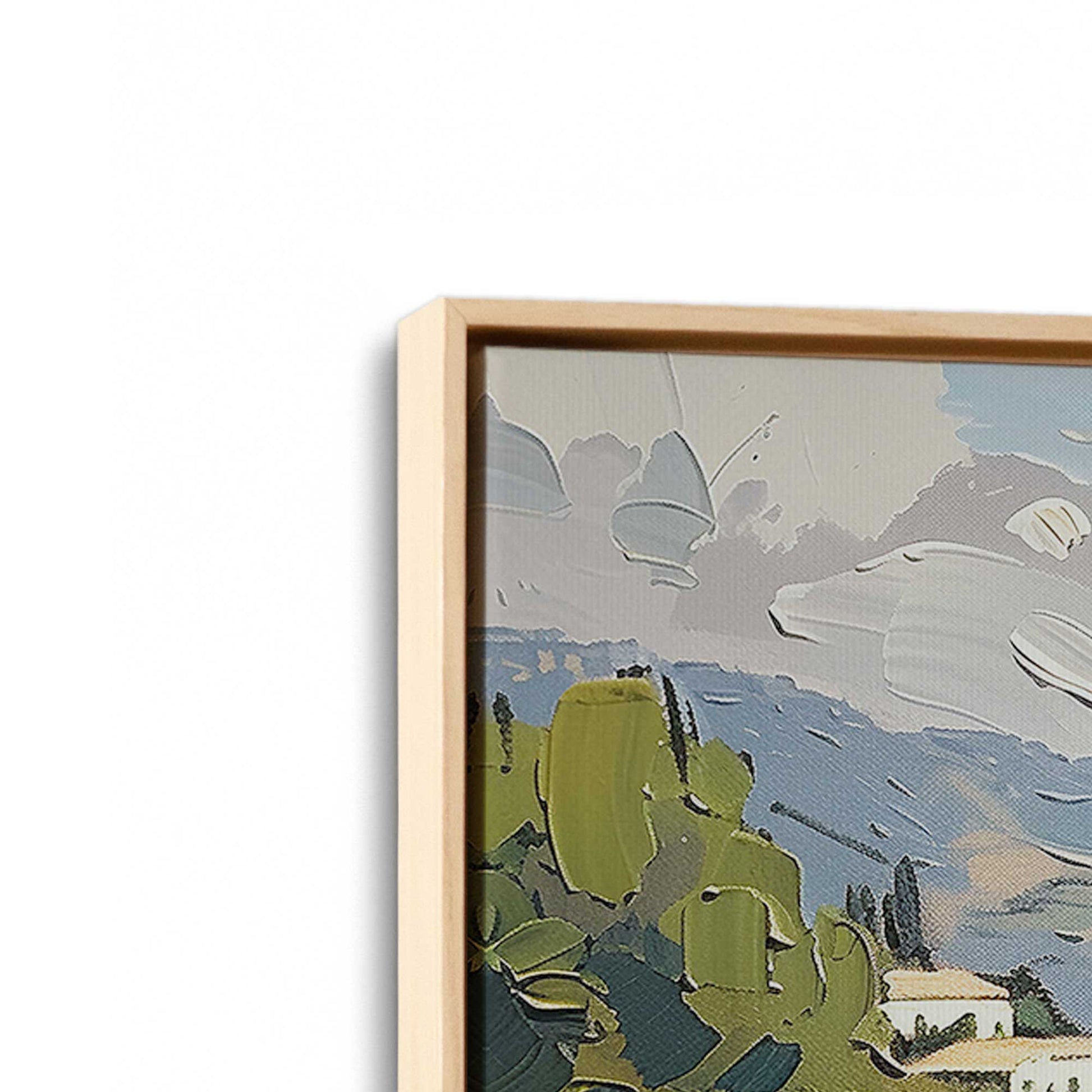 [Color:American Maple], Picture of art in a American Maple frame at an angle