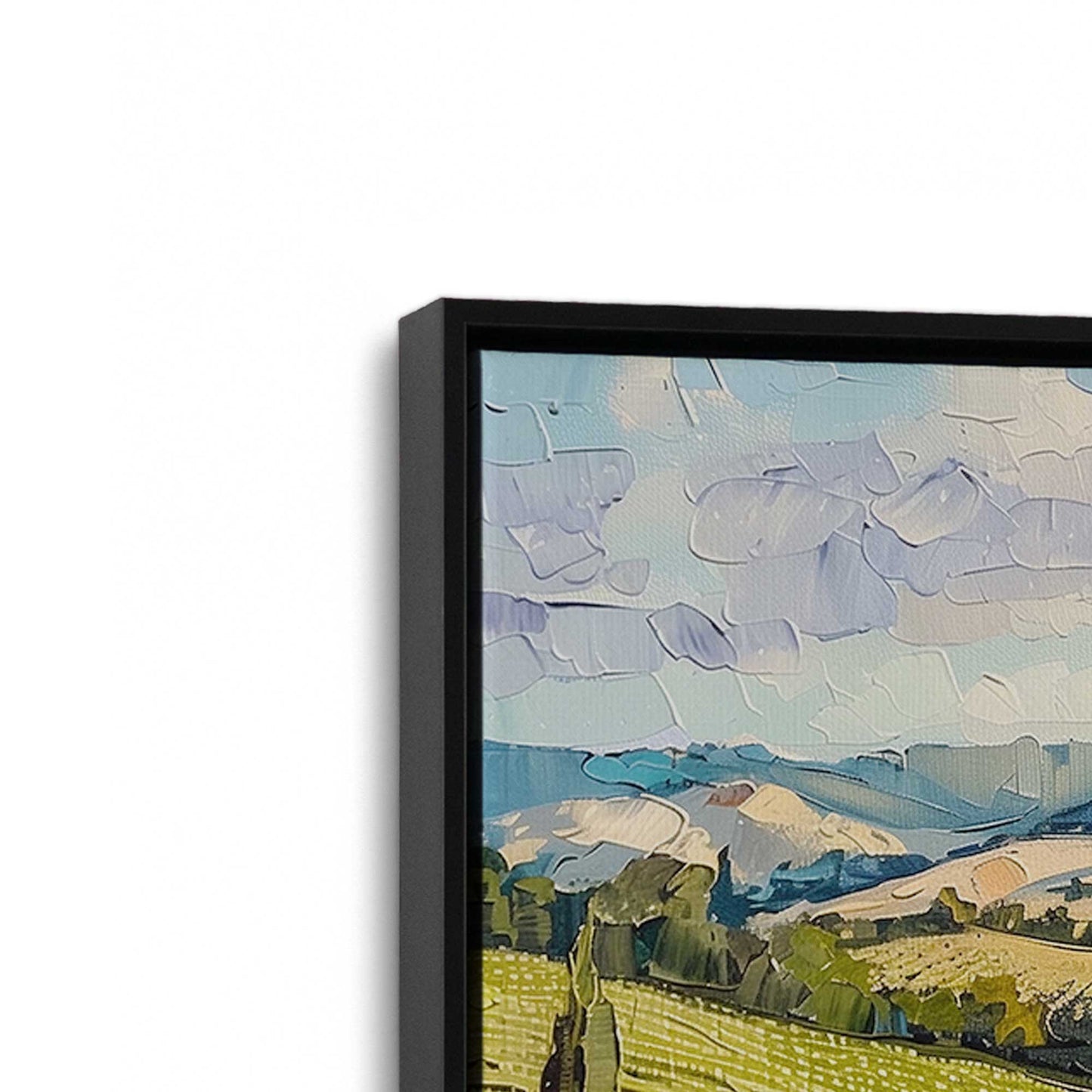[Color:Satin Black], Picture of art in a Satin Black frame at an angle