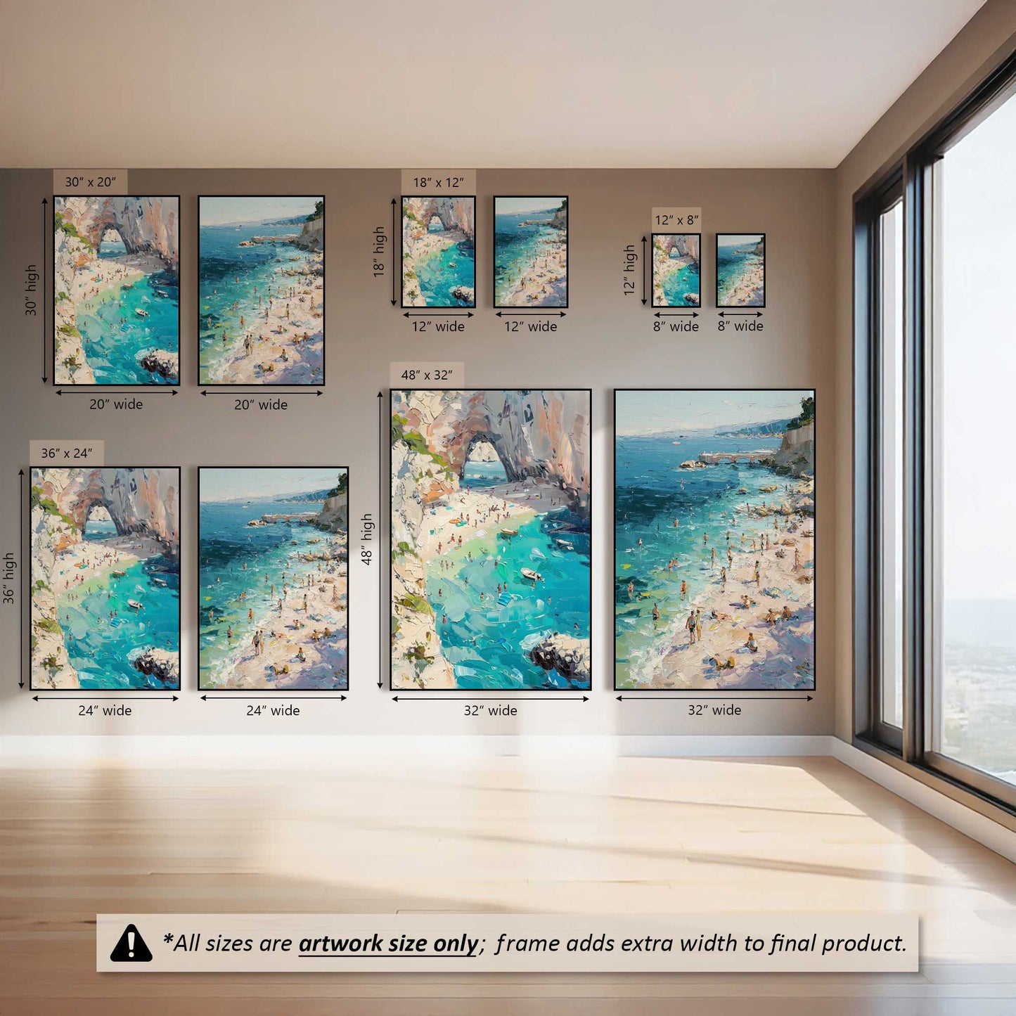 Azzurro Cove & Blue Hour Beach, Set of 2 Prints on Canvas