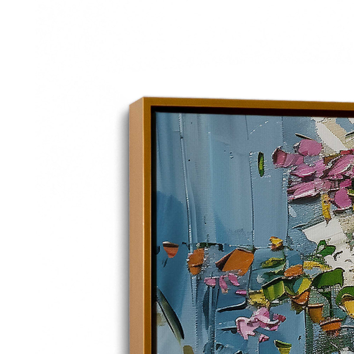 [Color:Polished Gold], Picture of art in a Polished Gold frame at an angle