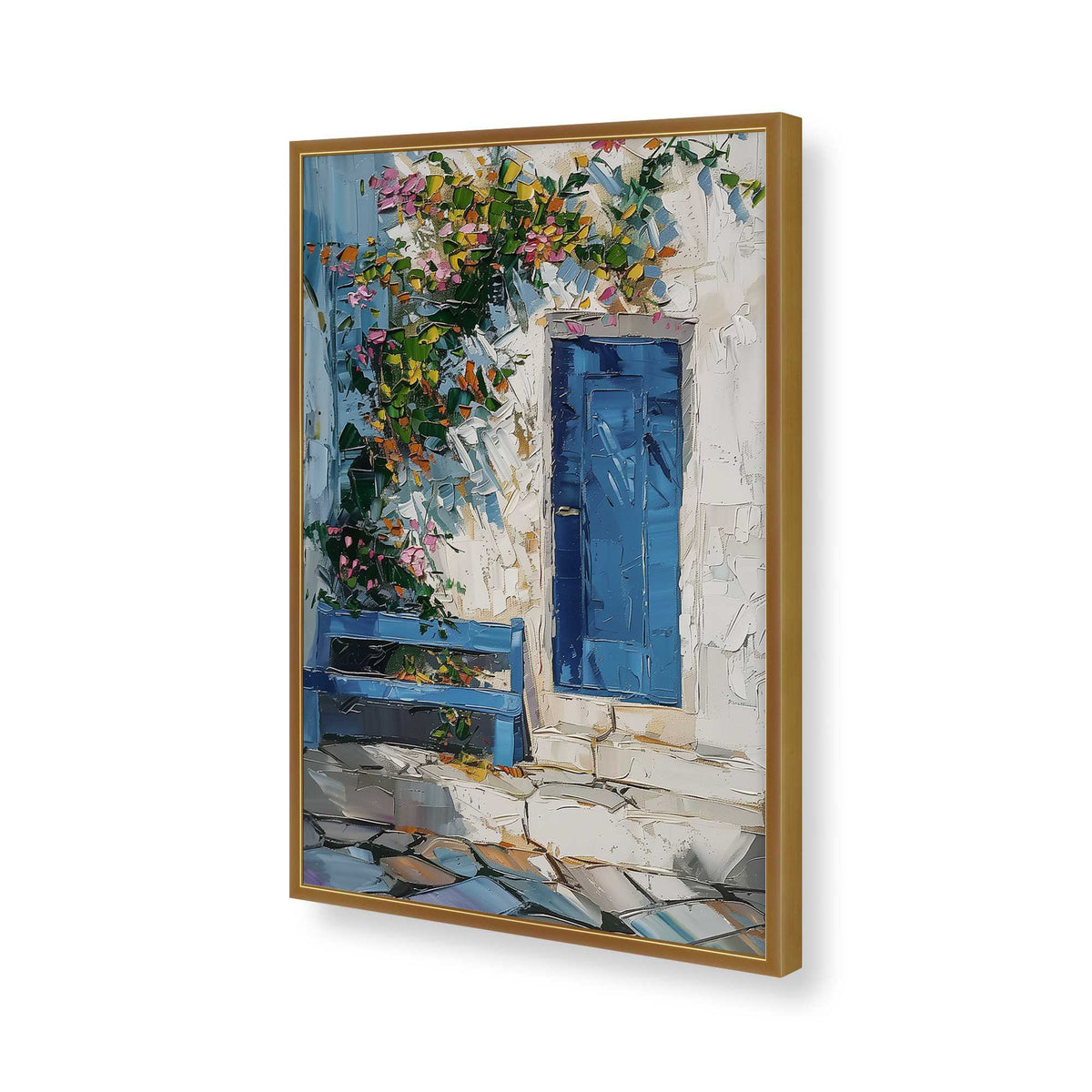 [Color:Polished Gold], Picture of art in a Polished Chrome frame of the corner