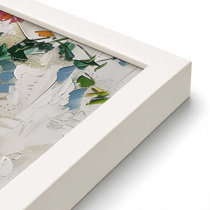 [Color:Opaque White], Picture of art in a Polished Chrome frame at an angle