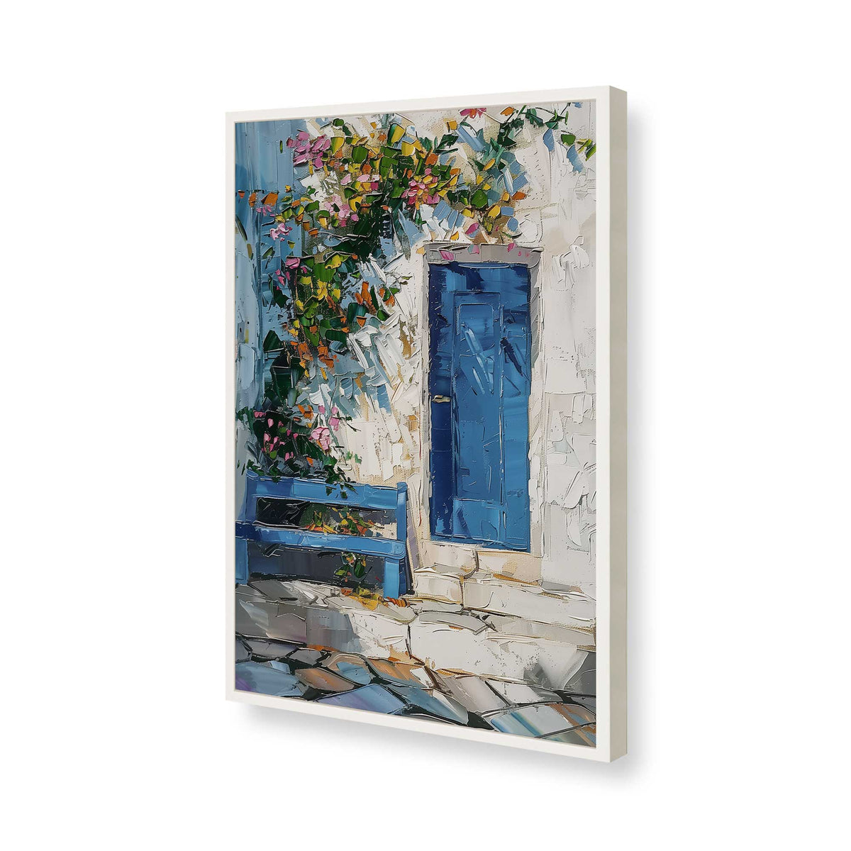 [Color:Opaque White], Picture of art in a Polished Chrome frame of the corner