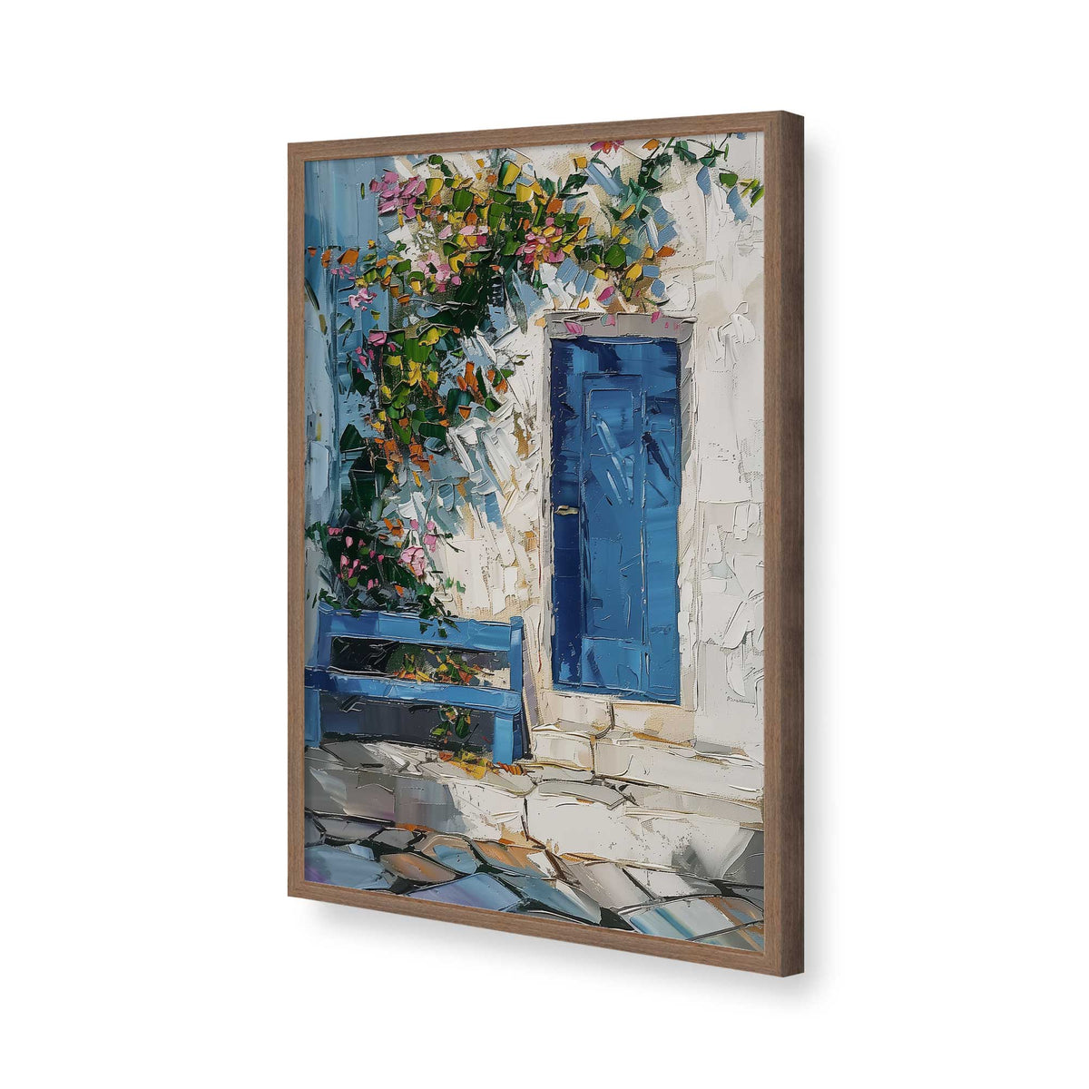 [Color:Walnut], Picture of art in a Polished Chrome frame of the corner